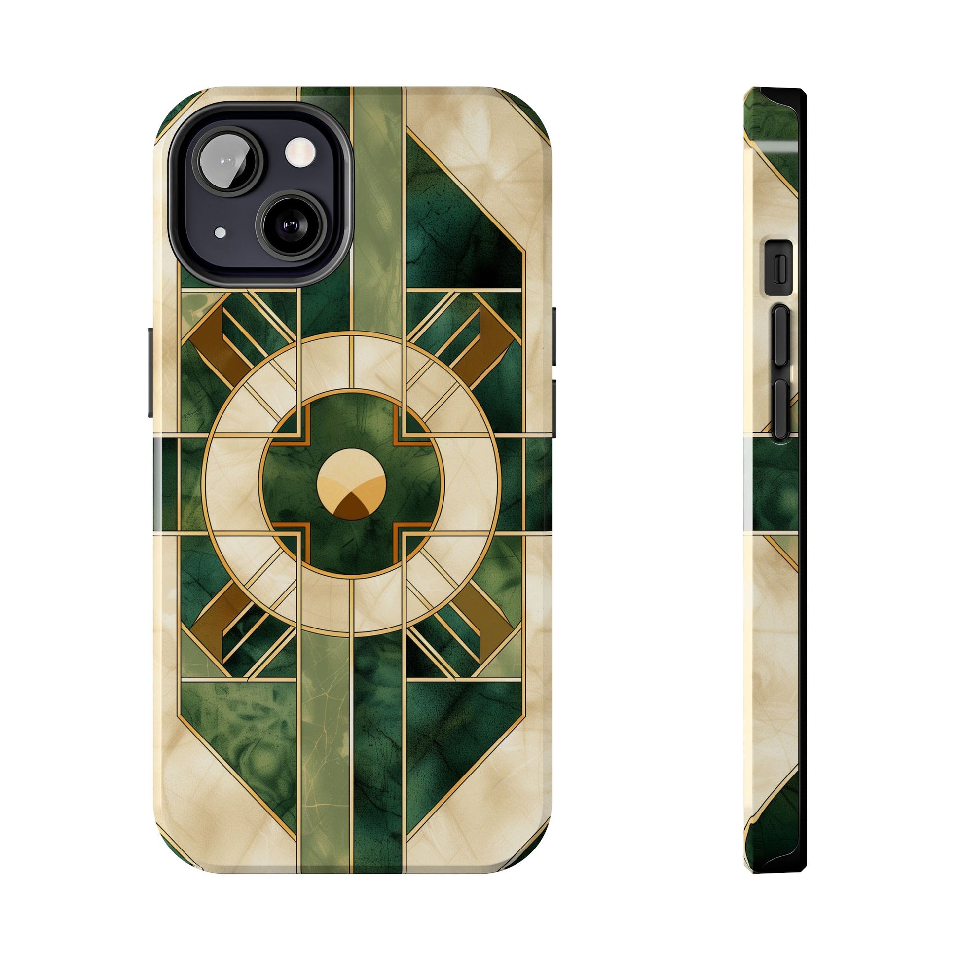 Green Frank Lloyd Wright Inspired Phone Case - Geometric Elegance for iPhone Models