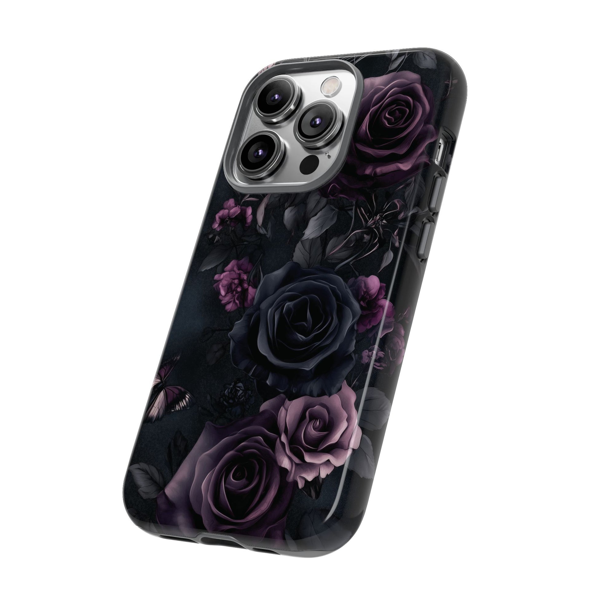 Gothic Floral Phone Case Dark Academia Black Roses Spider Webs Butterflies Witchcraft Night Sky iPhone 13 14 15 16 Pro Max Galaxy Pixel