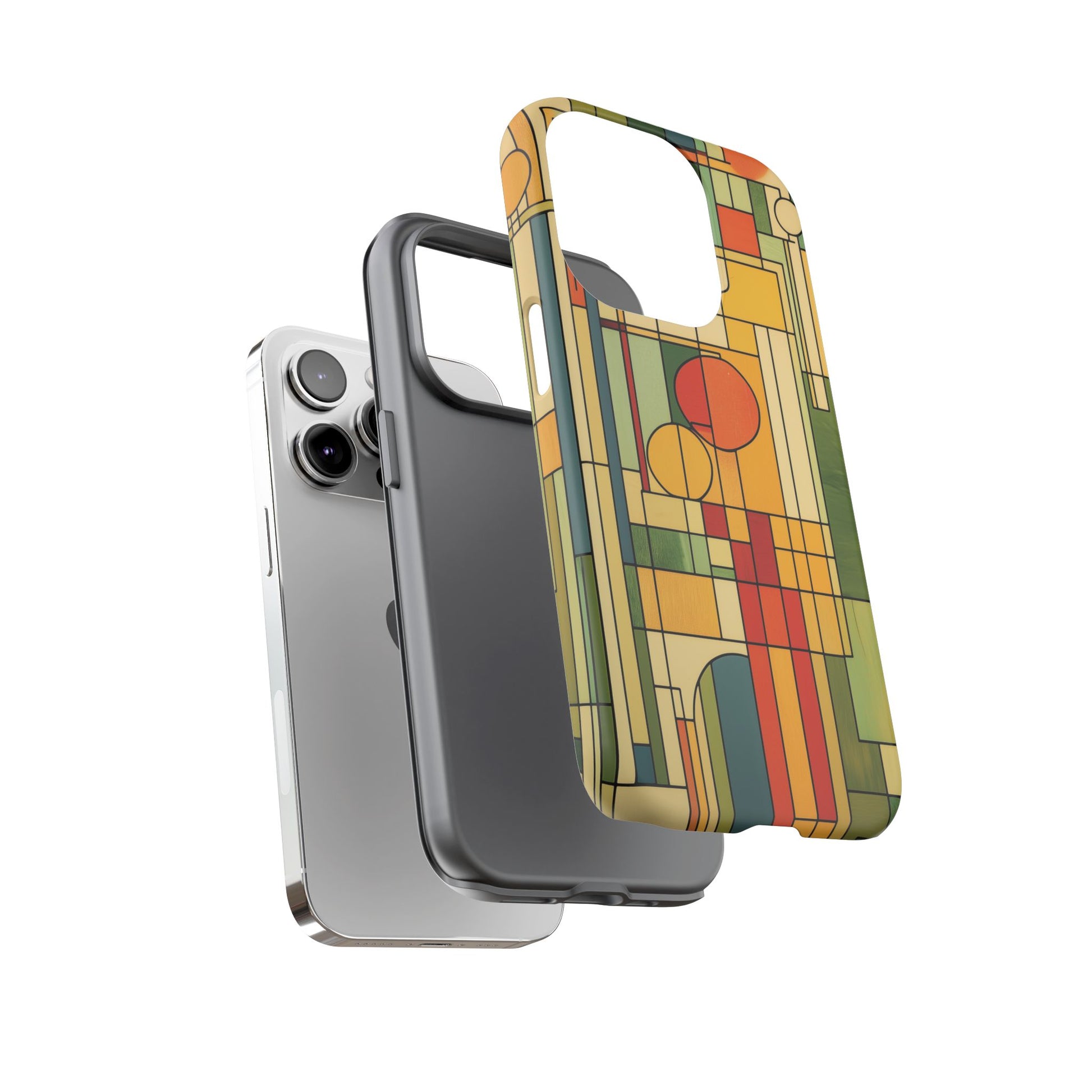 Frank Lloyd Wright Inspired Prairie Style Usonian Phone Case Geometric Stained Glass Art Deco 13 14 15 16 iPhone Pro Max Galaxy Pixel