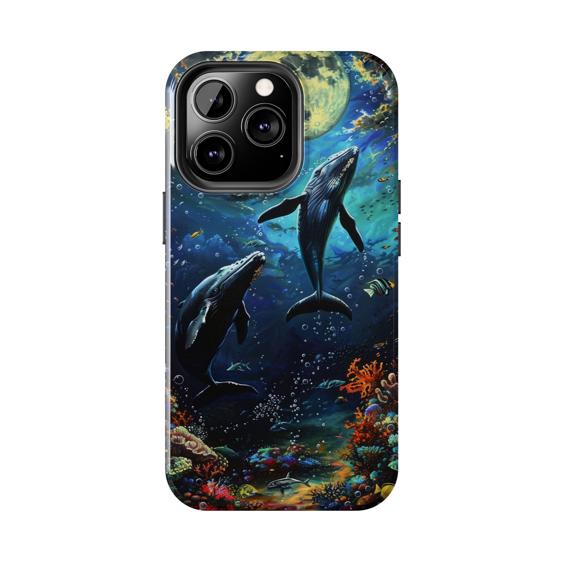 Moonlit Whales Underwater Phone Case - Durable and Stunning Protective Cover