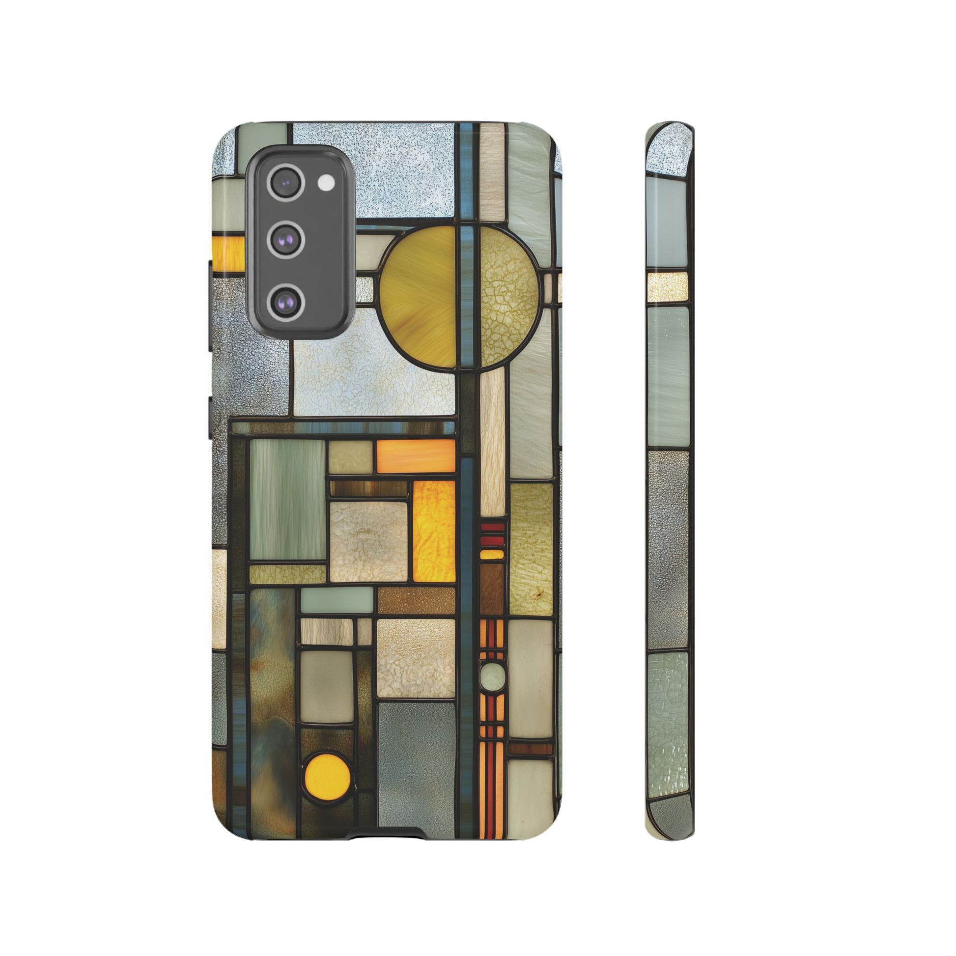 Green Art Deco Stained Glass Phone Case Frank Lloyd Wright Cottage Core Usonian Prairie Style Geometric Stylish  iPhone 14 15 16 Pro