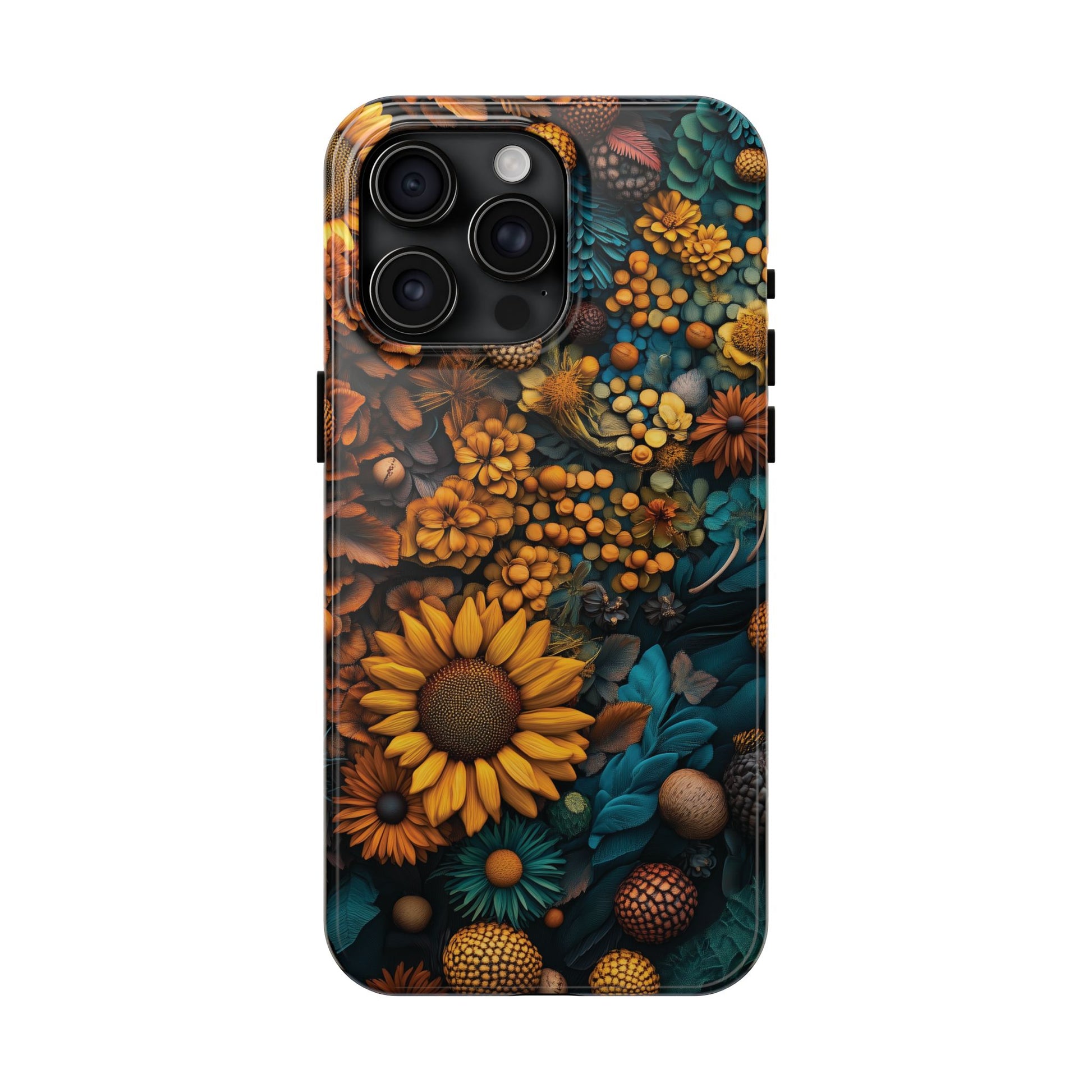 Cottagecore Vibrant Fall Colors Phone Case Autumn Dried Flowers Fall Sunflowers iPhone 15 Pro Max Samsung Galaxy