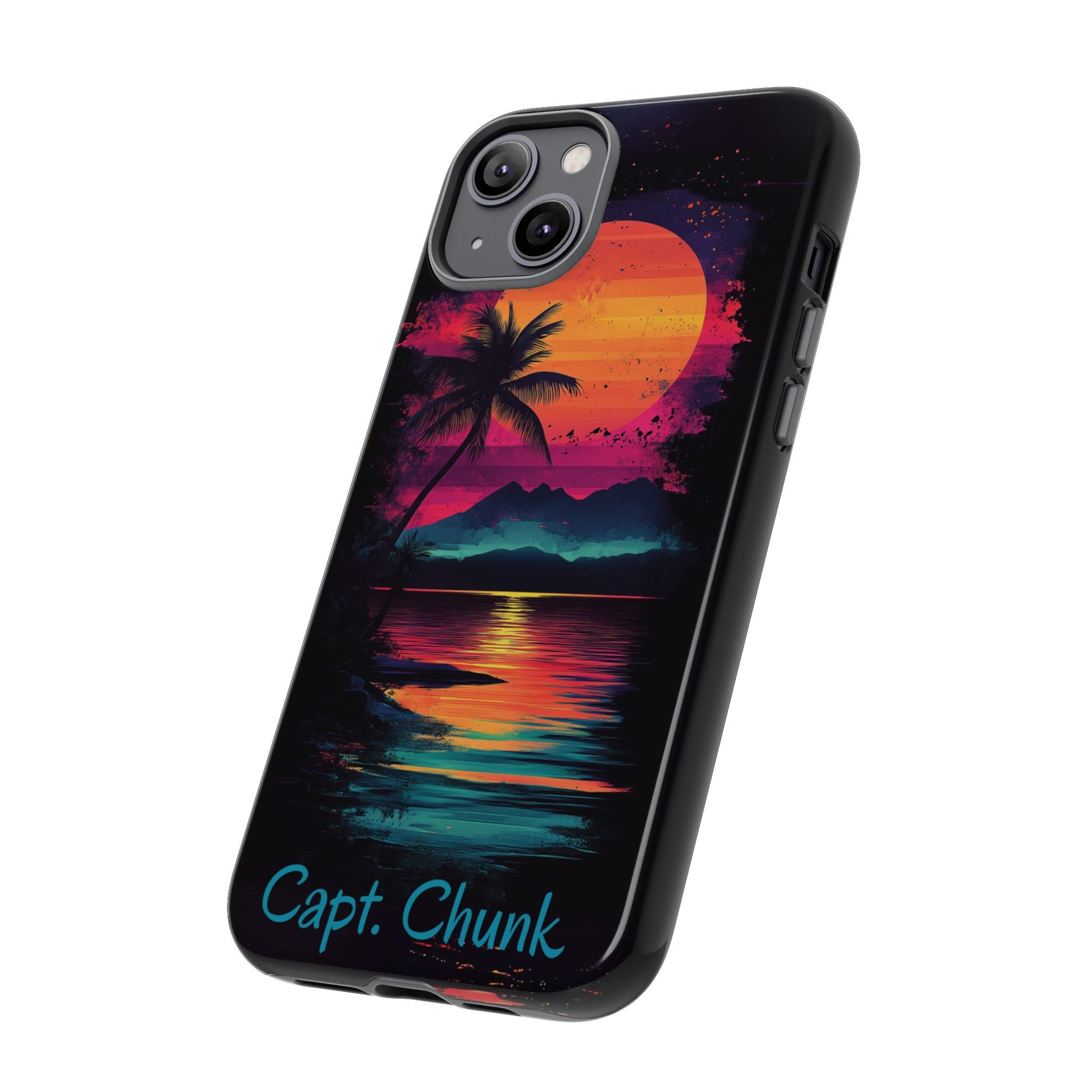 Custom Personalized Retro Palm Tree Sunset Phone Case iPhone 14 15 16 Pro Max Galaxy S24 Google Pixel Mountain Beach Fantasy Surfing Neon