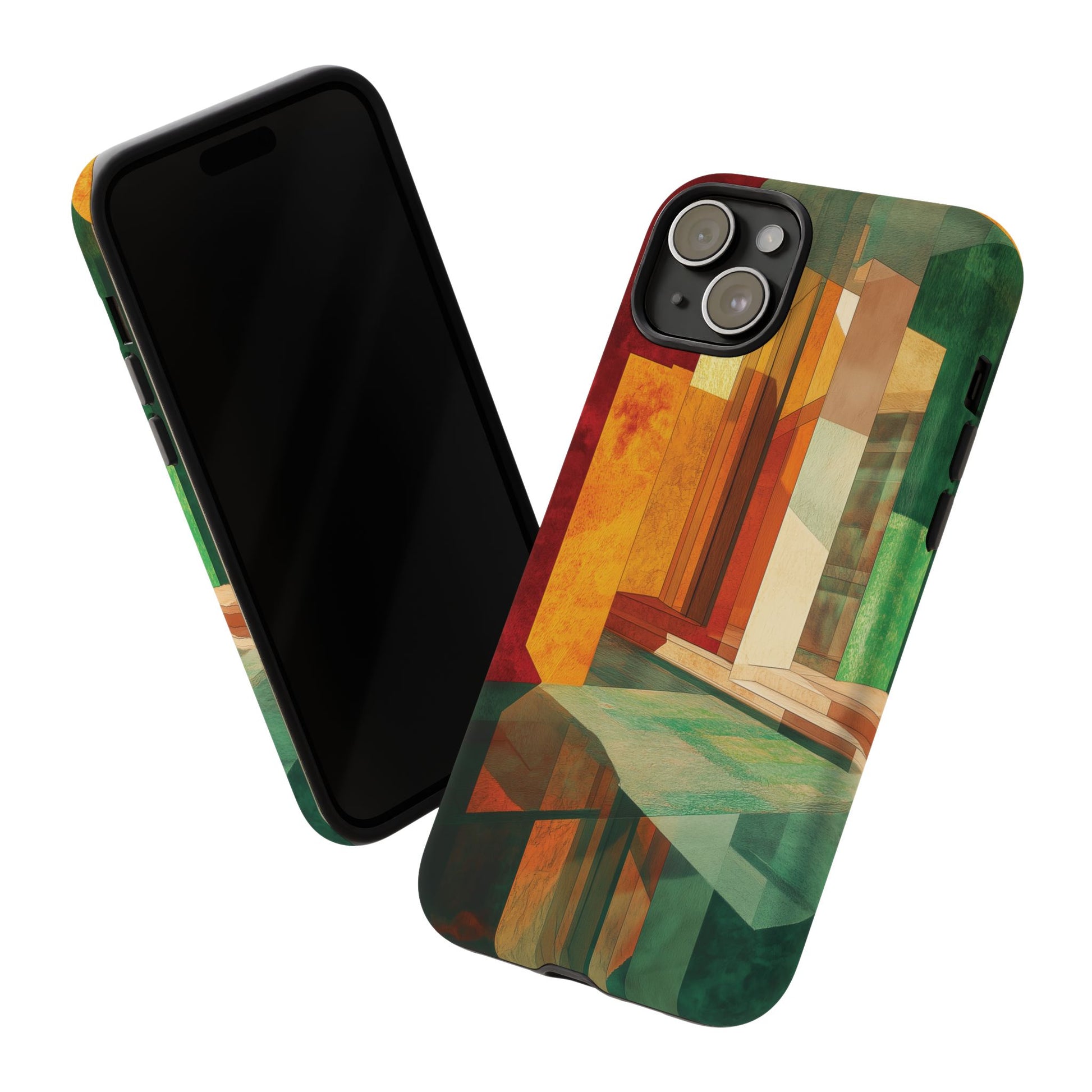 Art Deco Frank Lloyd Wright Inspired Usonian Phone Case Geometric Stained Glass Art Deco Marble Gold 13 14 15 16 iPhone Pro Max Galaxy Pixel