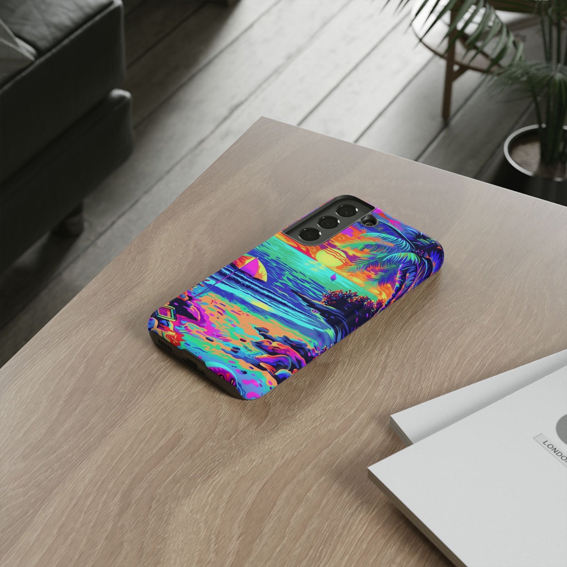 Beach Bliss: Durable Android Phone Case with Lisa Frank Style