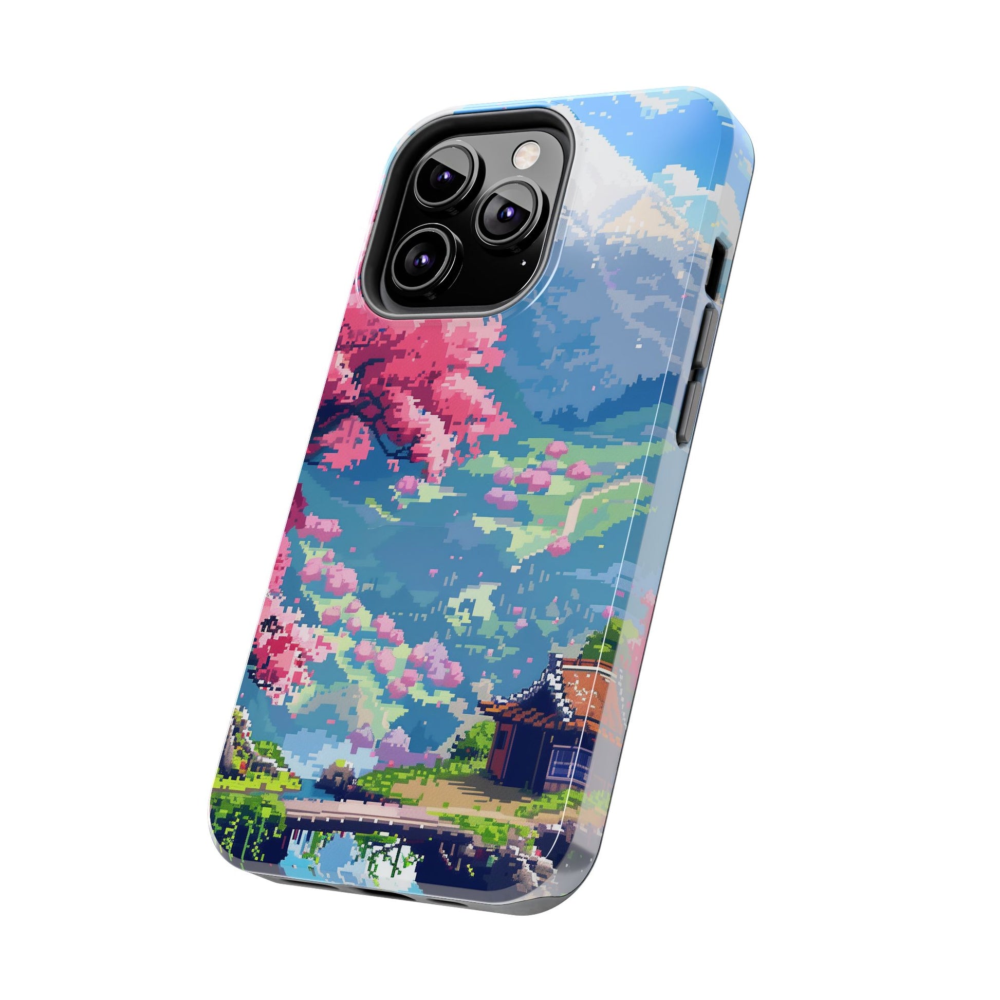 Pixel Art Video Game Landscapes Phone Case, Retro Gaming Pixelated Design, Geeky Gamer Phone Cover, Unique Video Game Art Accessories