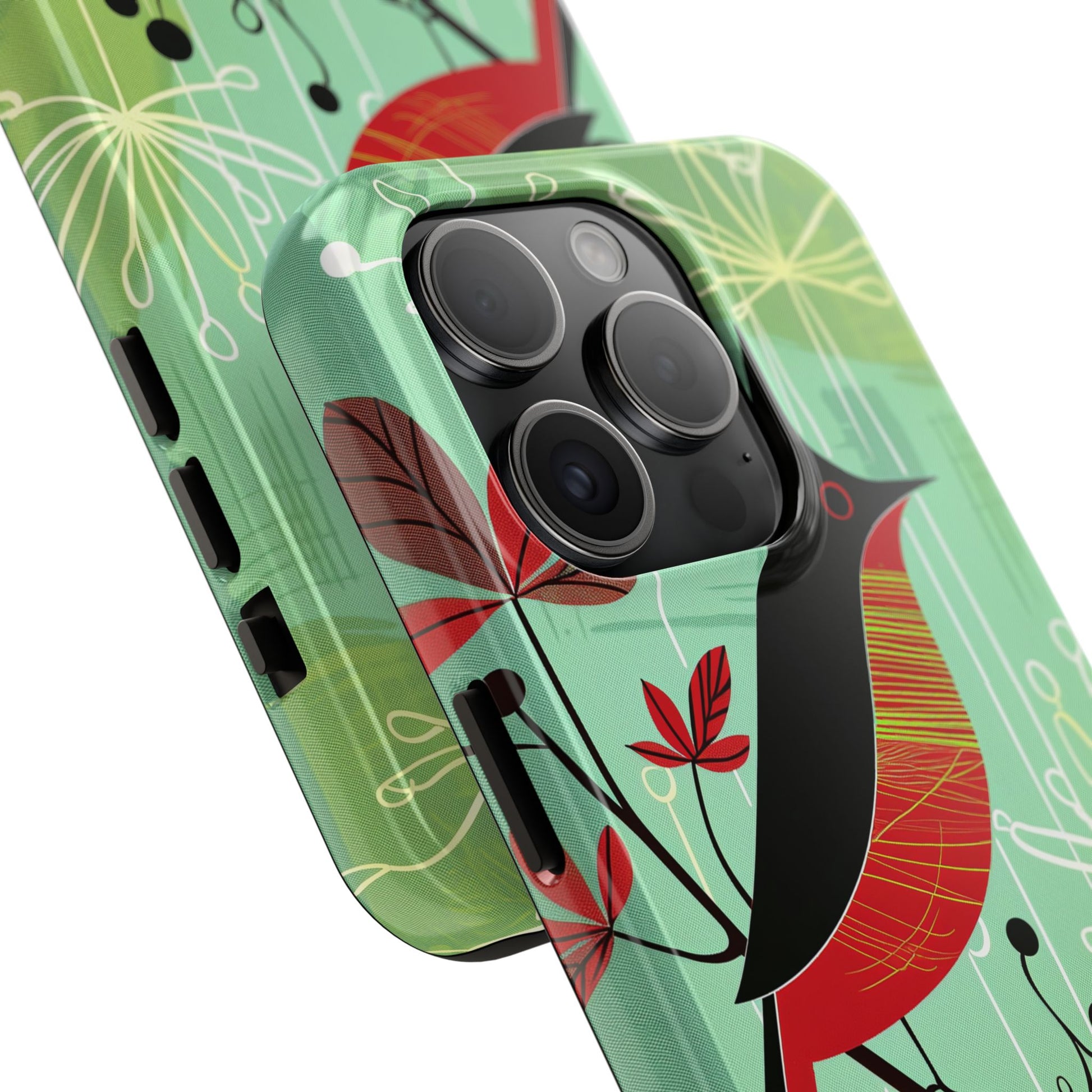Mid Century Modern Animal Phone Case, Atomic Birds, Bird Iphone Case,Earth Tone Colors, Retro Style Smartphone Cover, iphone 14 Case, Apple