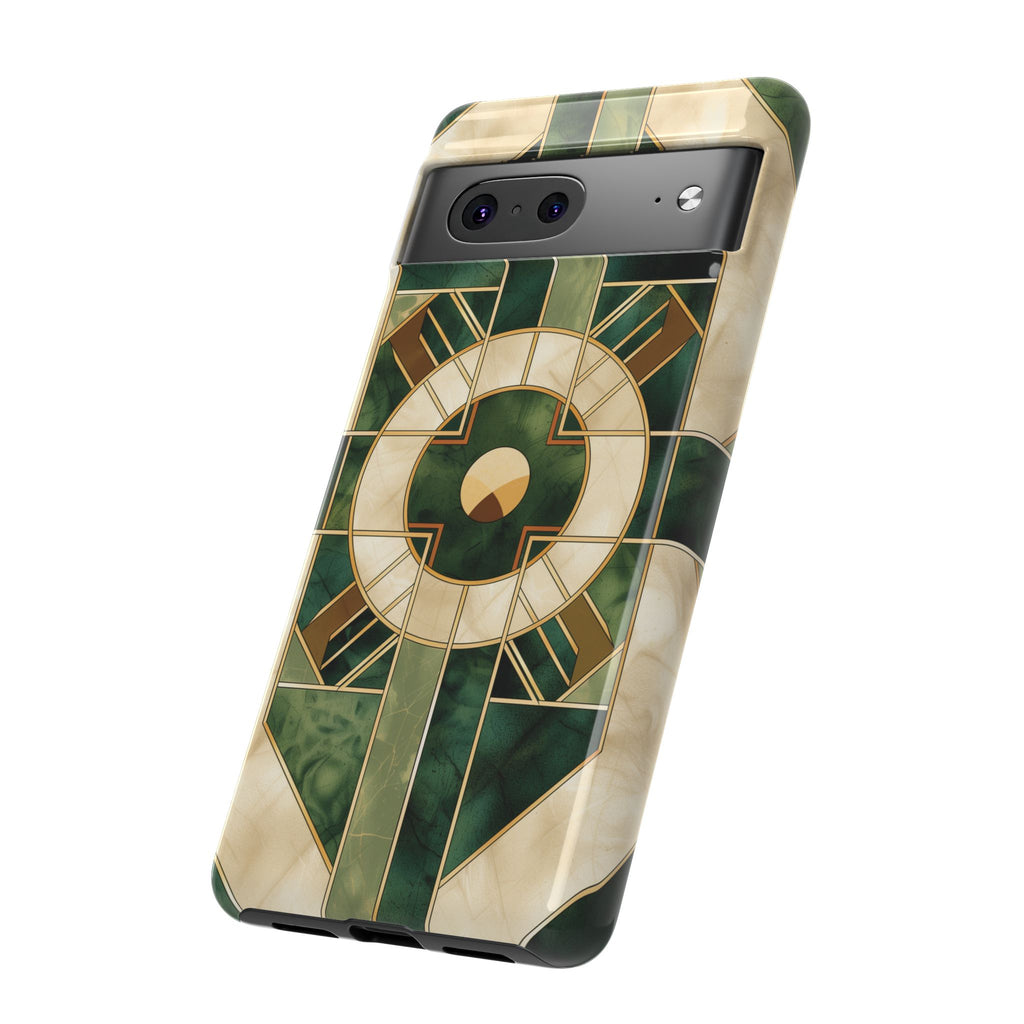 Green Frank Lloyd Wright Inspired Phone Case Geometric Elegance Stained Glass Art Deco Marble Gold 13 14 15 16 iPhone Pro Max Galaxy Pixel