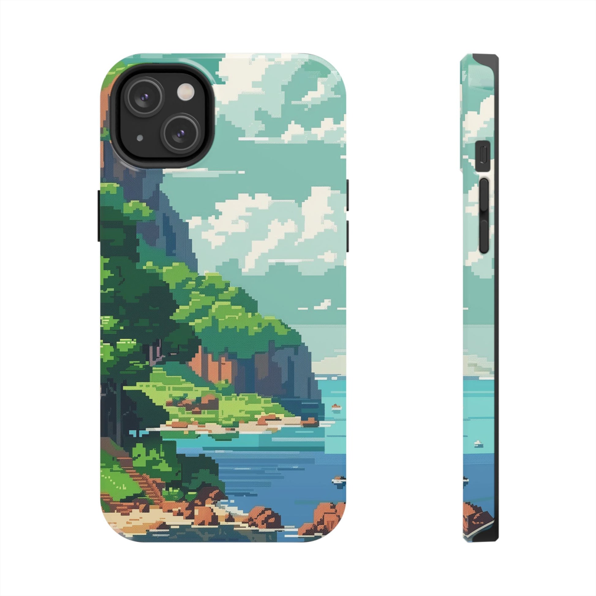 Pixel Art Video Game Landscapes Phone Case, Retro Gaming Pixelated Design, Geeky Gamer Phone Cover, Unique Video Game Art Accessories