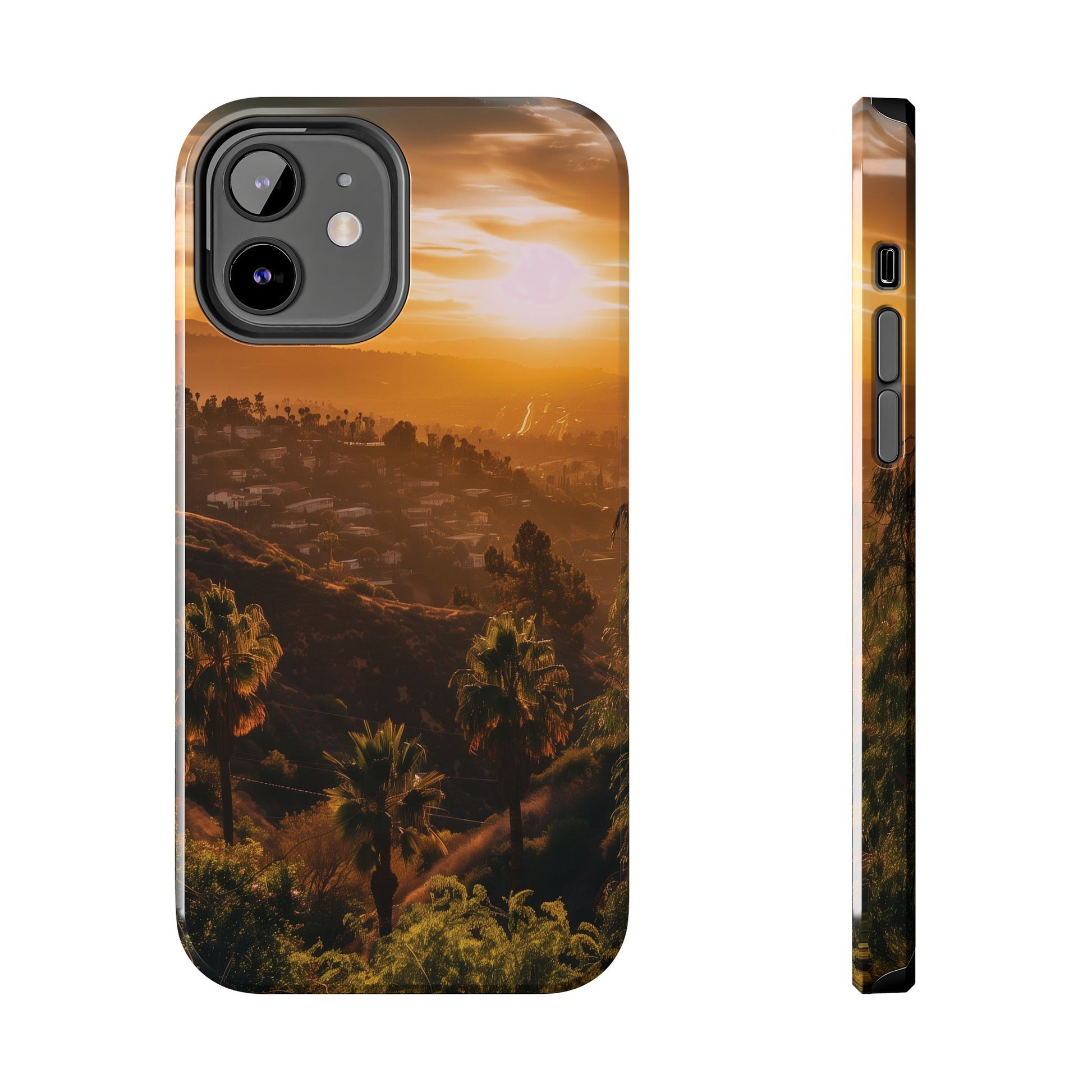 Los Angeles Sunset iPhone Case, Golden Hour Scenic View, Hollywood Hills Sunset Phone Case, Palm Trees Phone Case, iphone 15 pro max case