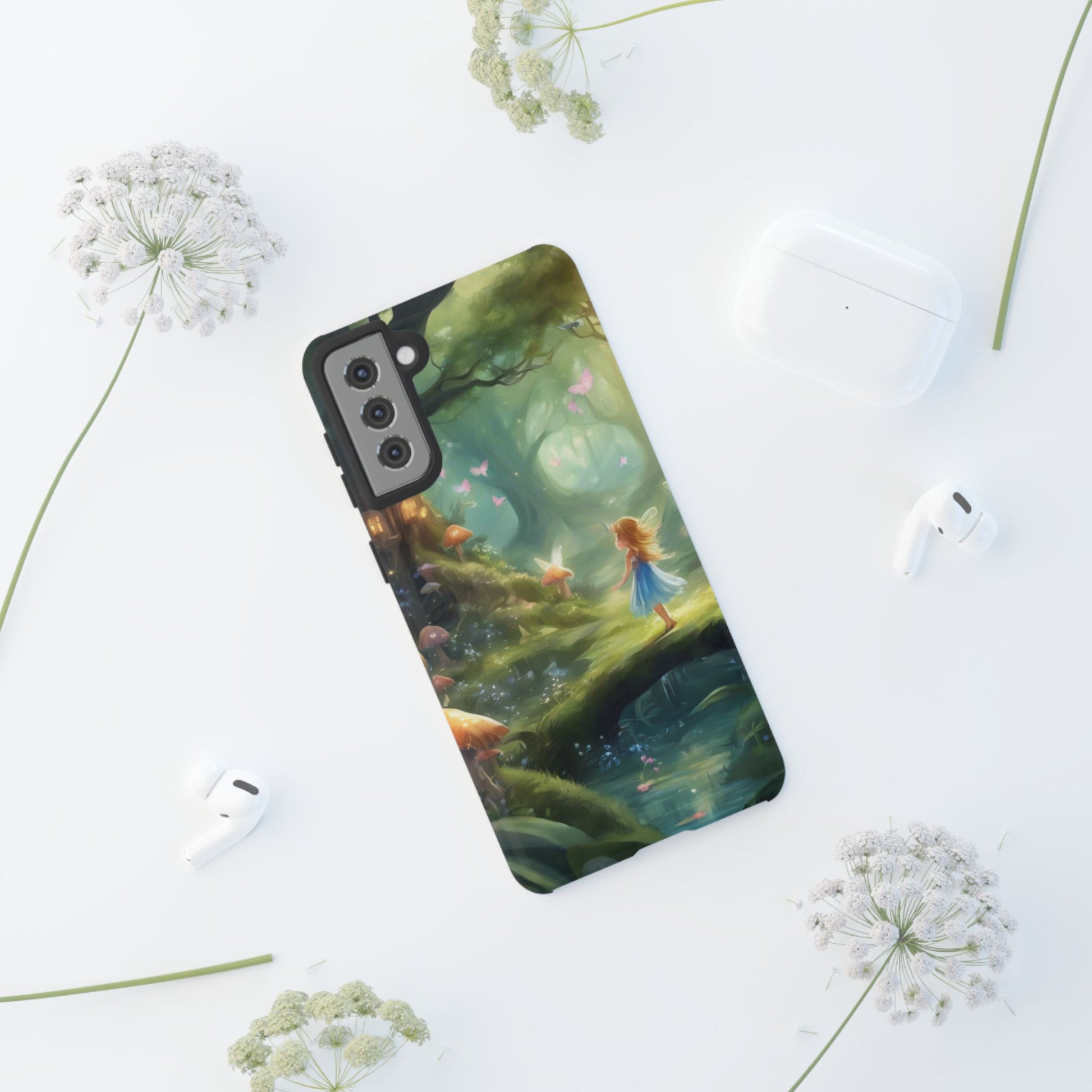 Enchanting Fairy Forest Phone Case Fae Trees Legend Garden Fern Gulley ACOTAR Magic Fantasy Dragons iPhone 13 14 15 16 Pro Max Samsung Pixel