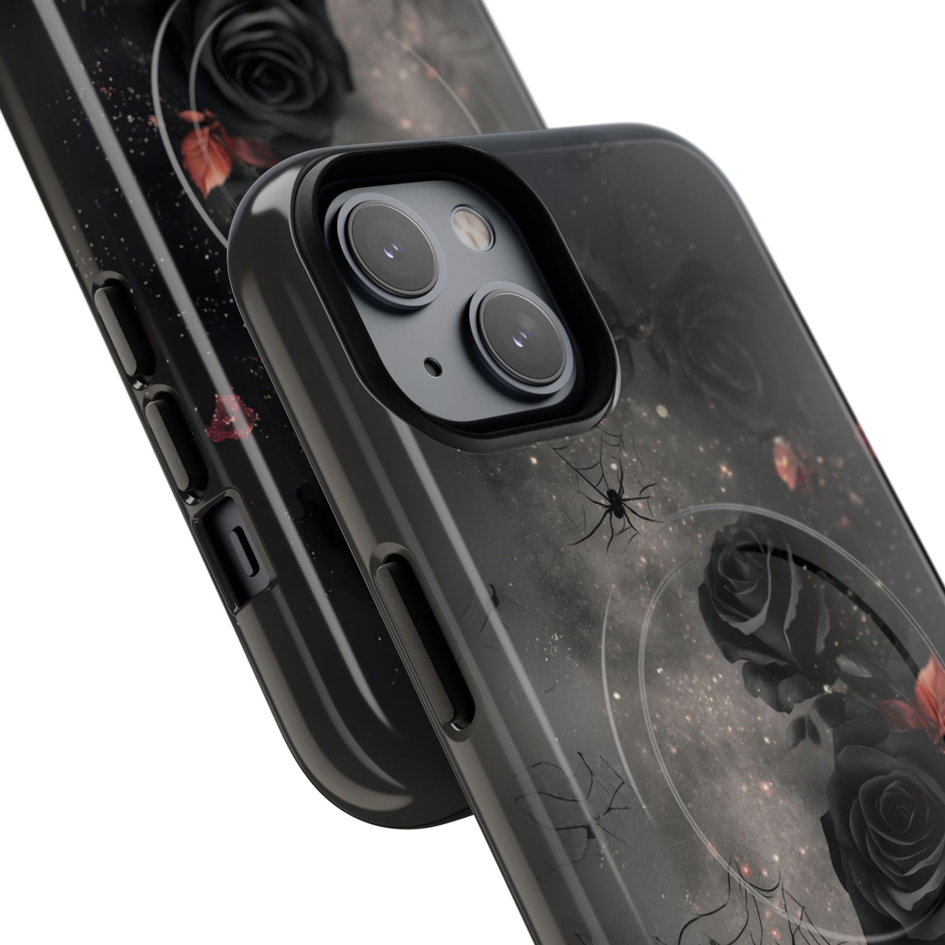 Magsafe Gothic Floral Phone Case Dark Academia Black Roses Spider Webs Butterflies Witchcraft Night Sky iPhone 14 15 Pro Max