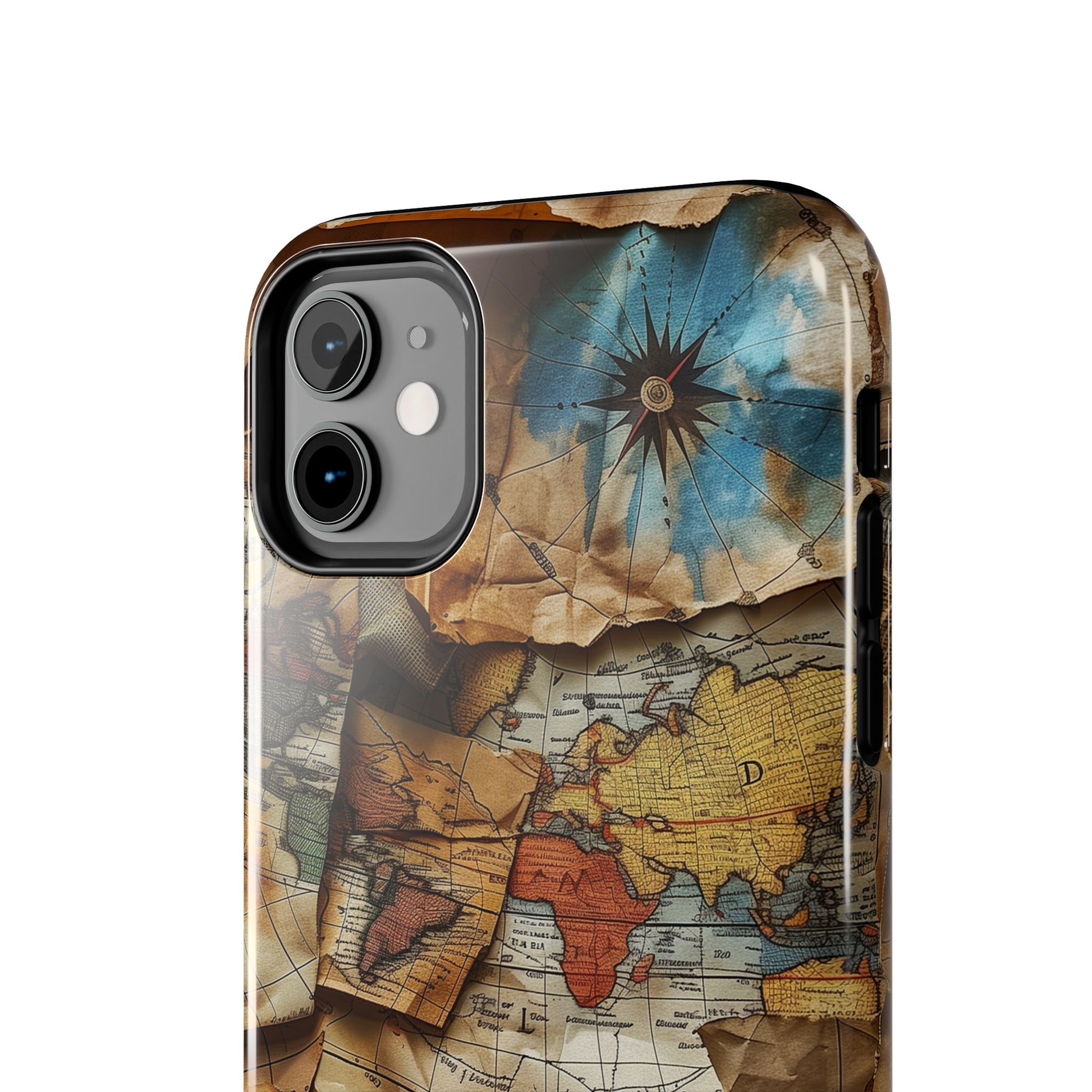 Double Layer Map Phone Case - Protective Phone Case Vintage Map Design - Durable Dual Layer Case with Map Print - Travel Inspired Phone Case