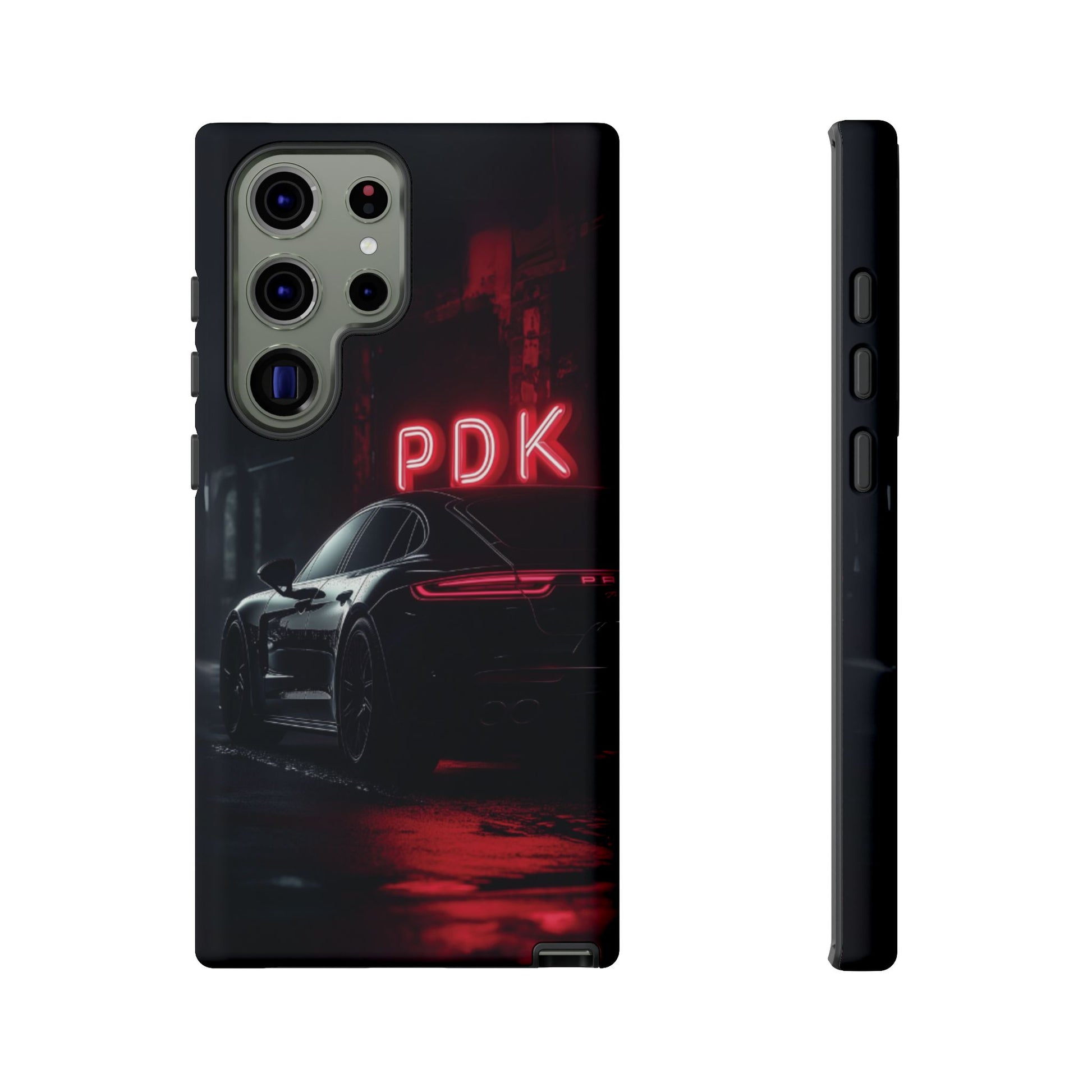 Pink Super Sports Car Phone Case PDK Car Lover Gift Porsche Panamera Inspired Neon Sign Font iPhone 13 14 15 16 Pro Max