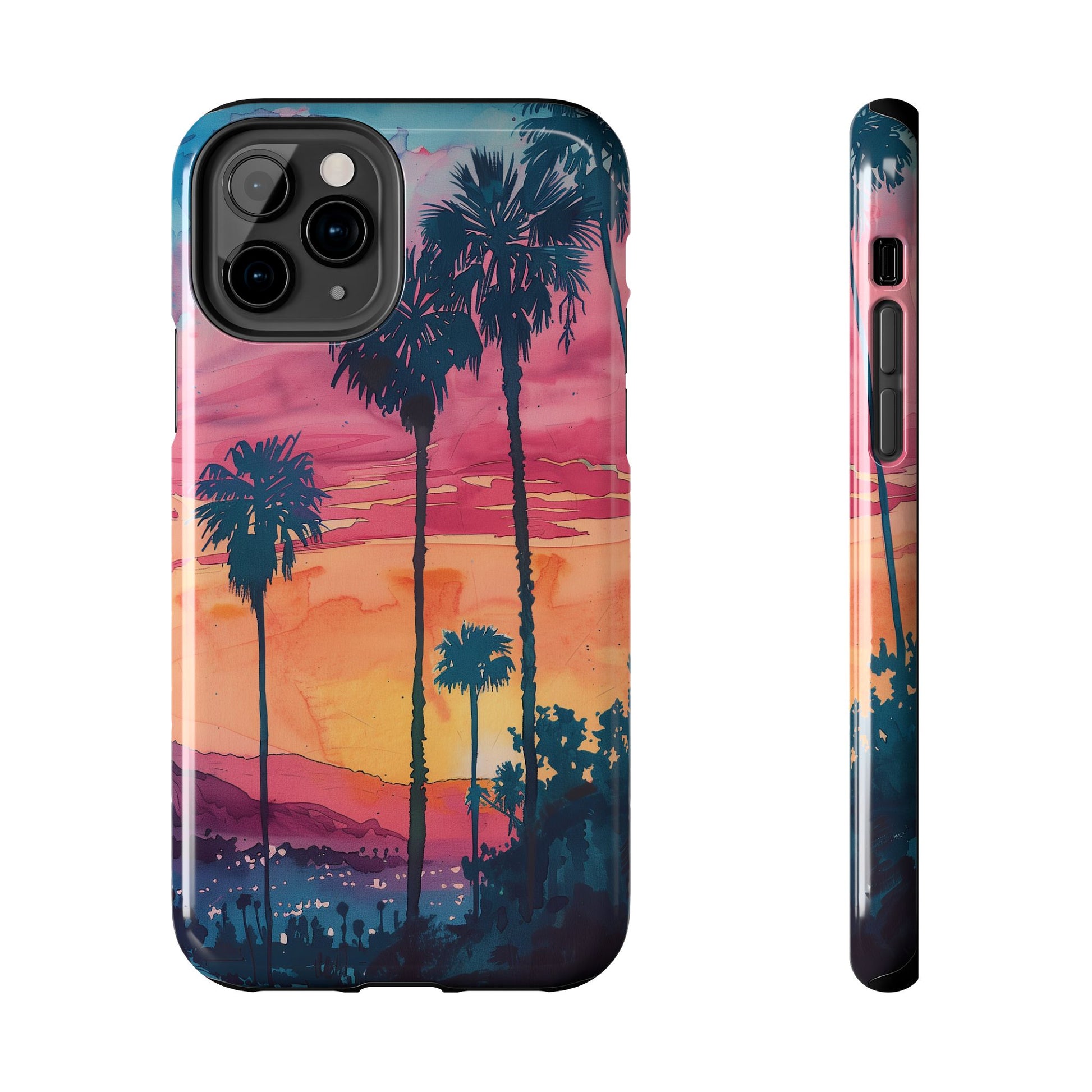 Los Angeles Sunset iPhone Case, Golden Hour Scenic View, Hollywood Hills Sunset Phone Case, Palm Trees Phone Case, iphone 15 pro max case