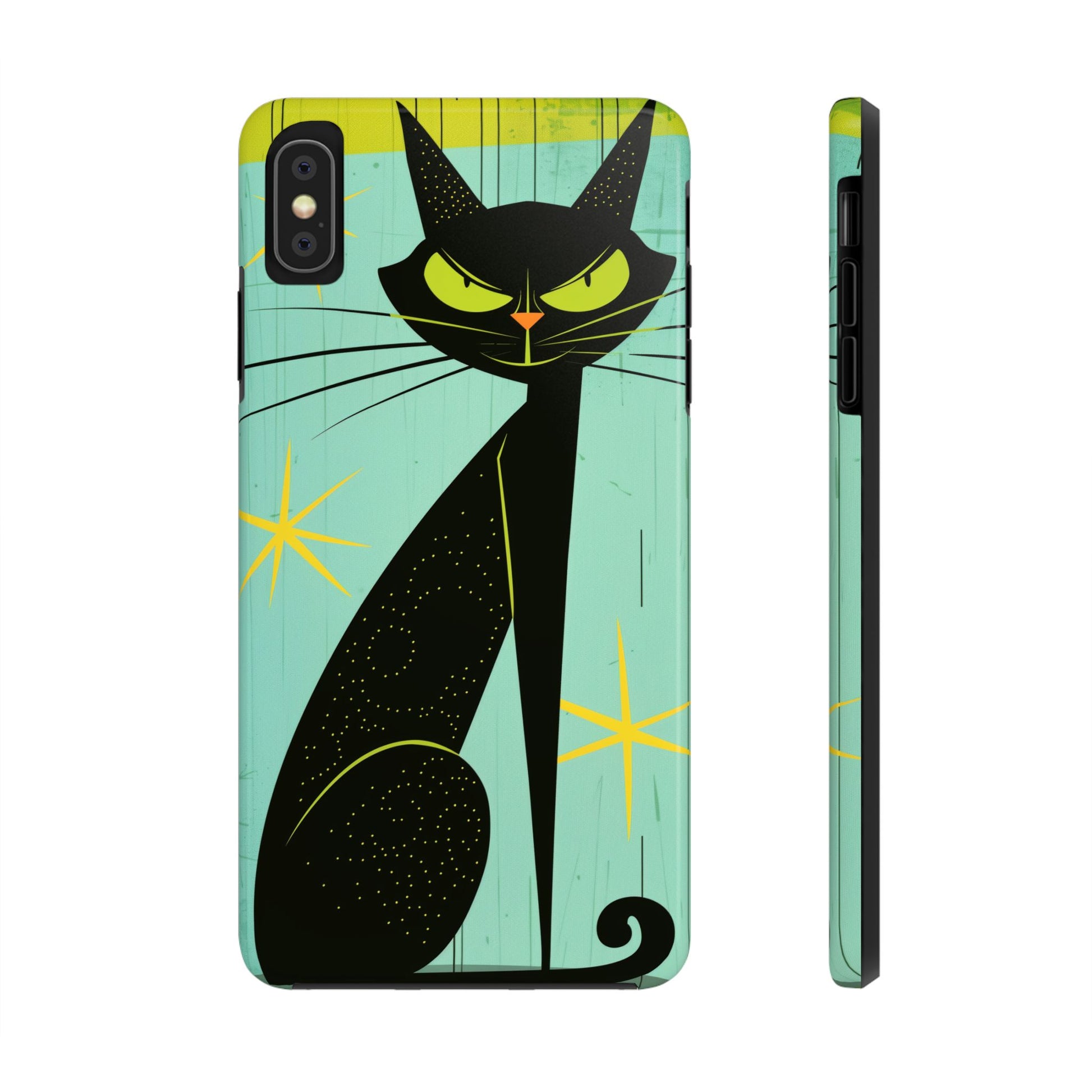 Mid-Century Modern Phone Case, Mid Mod iPhone Case, Atomic Cats iPhone Case, Retro Chic Smartphone Cover, Unique Artistic Phone Accessory