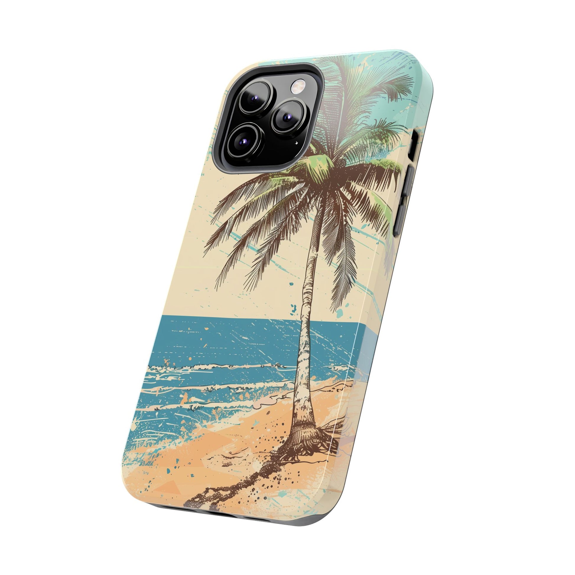 Retro Beach Scene Phone Case, Vintage Tropical Ocean iPhone Case, Summer Beach Phone Cover for iPhone, iphone 15 pro max