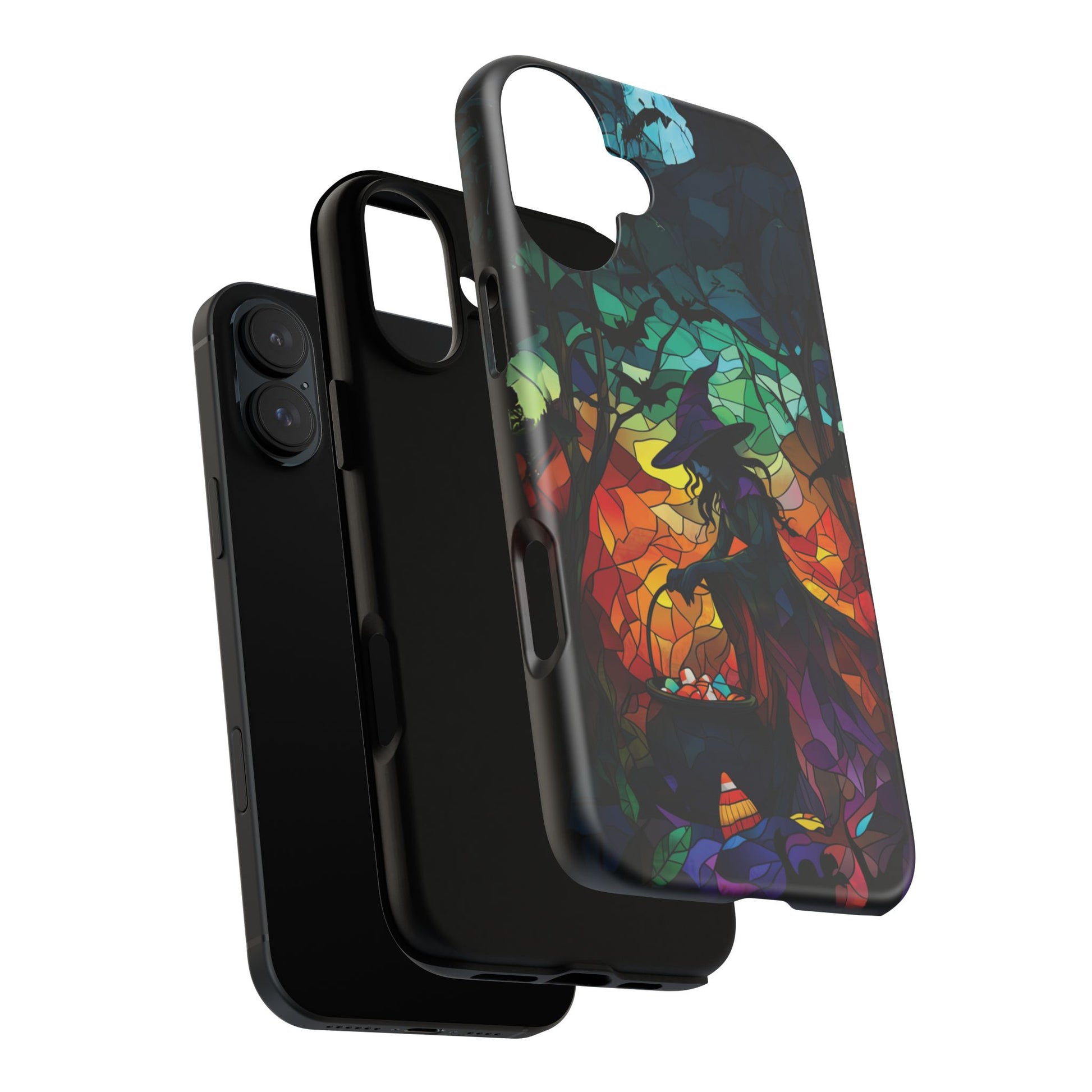Halloween Witch Stained Glass Dark Academia Spooky Fall Witchy Pumpkin Bats Seasonal Fall Mosaic Case iPhone 13 14 15 16 Pro Max