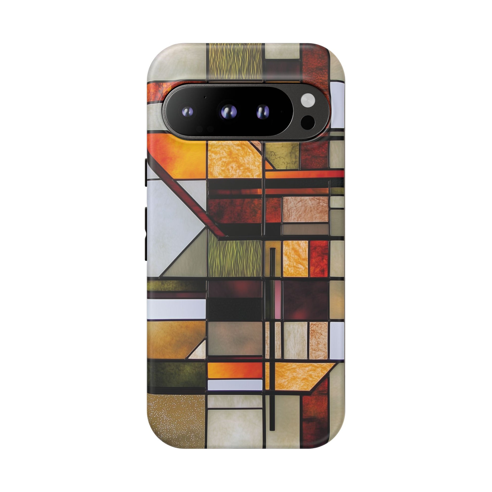 Stained Glass Phone Case Art Deco Frank Lloyd Wright Cottage Core Usonian Prairie Style Geometric Stylish  iPhone 14 15 16 Pro
