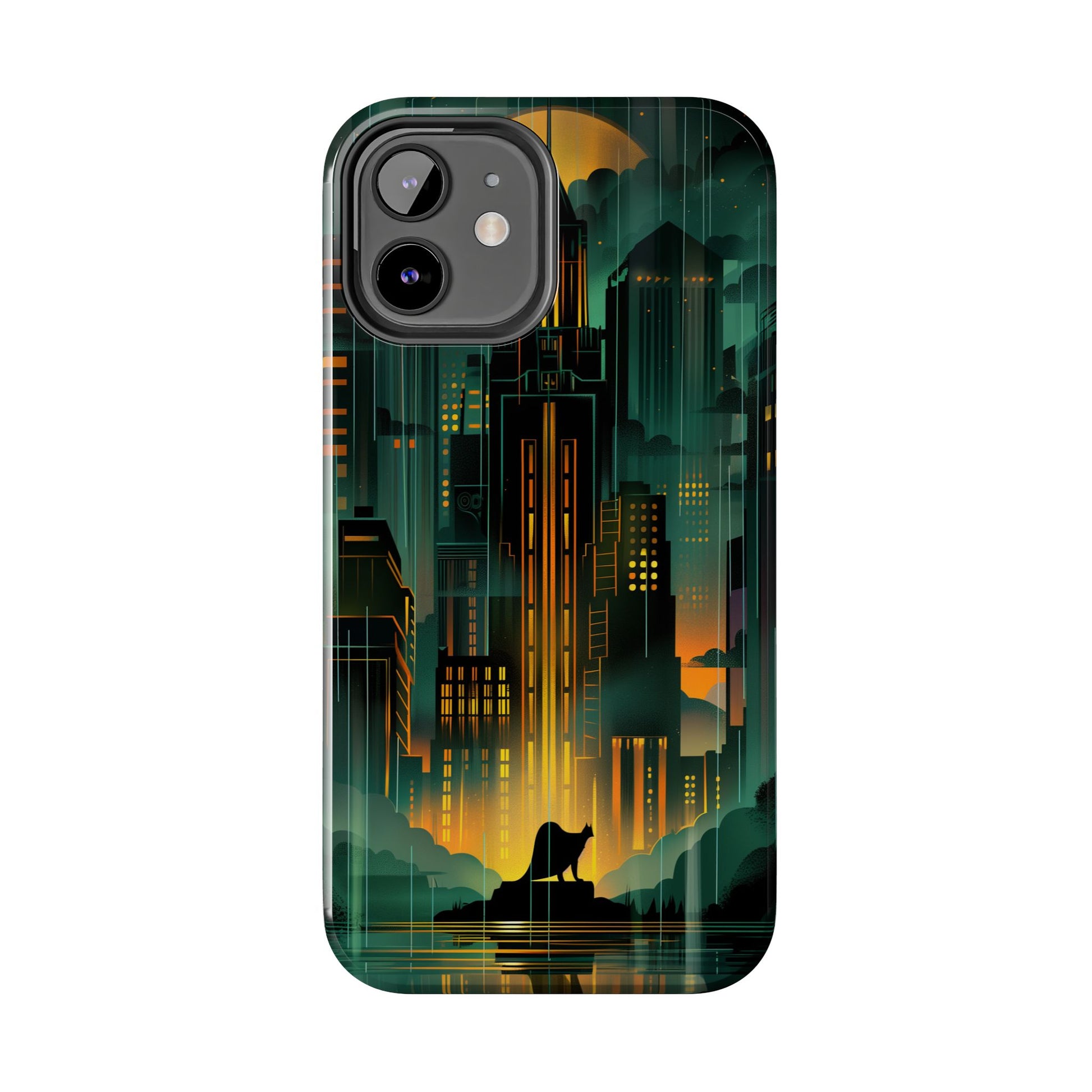 Nighttime Batman Phone Case - Gotham Art Deco Style - Noir Inspired Phone Cover - Dark Knight Accessory