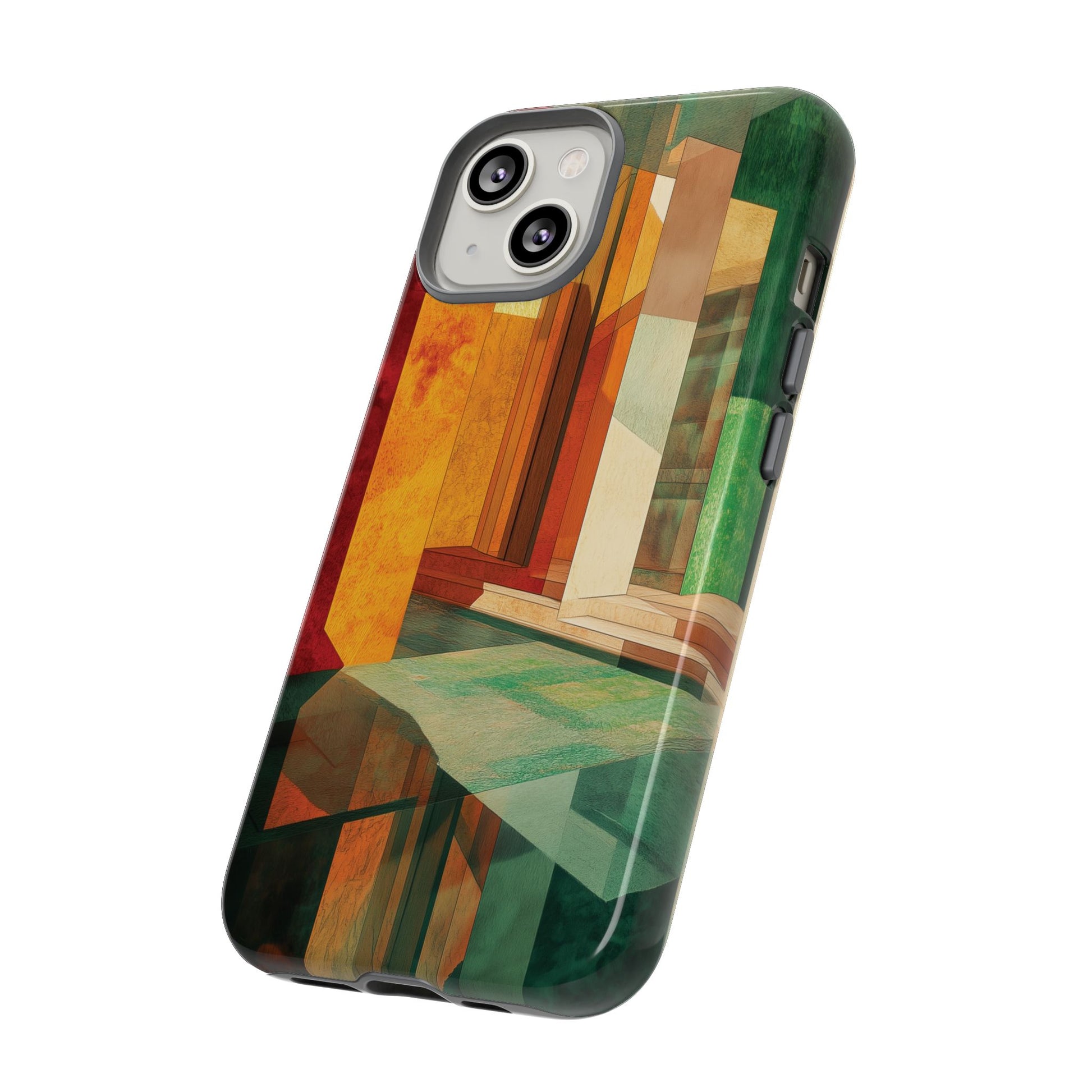 Art Deco Frank Lloyd Wright Inspired Usonian Phone Case Geometric Stained Glass Art Deco Marble Gold 13 14 15 16 iPhone Pro Max Galaxy Pixel