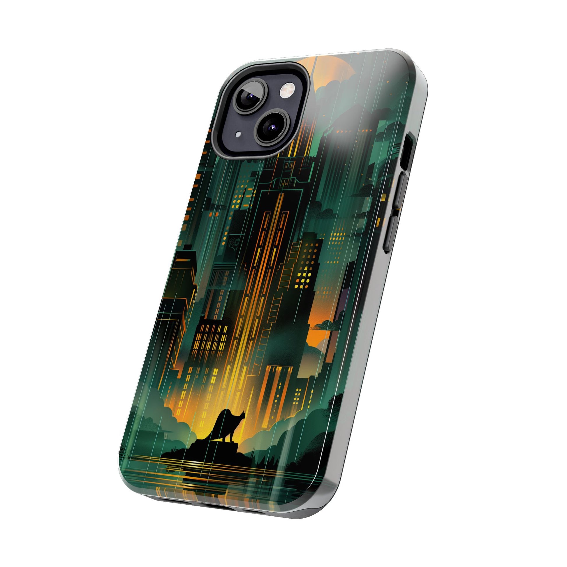 Nighttime Batman Phone Case - Gotham Art Deco Style - Noir Inspired Phone Cover - Dark Knight Accessory