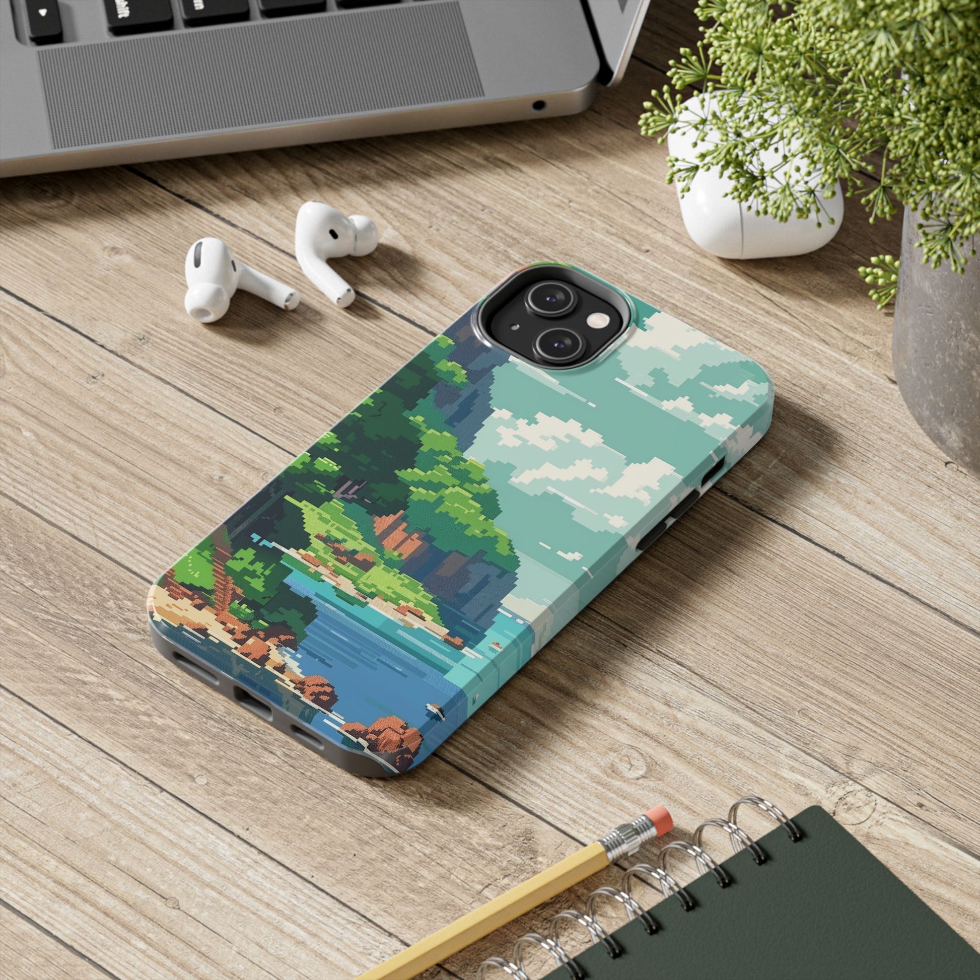 Pixel Art Video Game Landscapes Phone Case, Retro Gaming Pixelated Design, Geeky Gamer Phone Cover, Unique Video Game Art Accessories