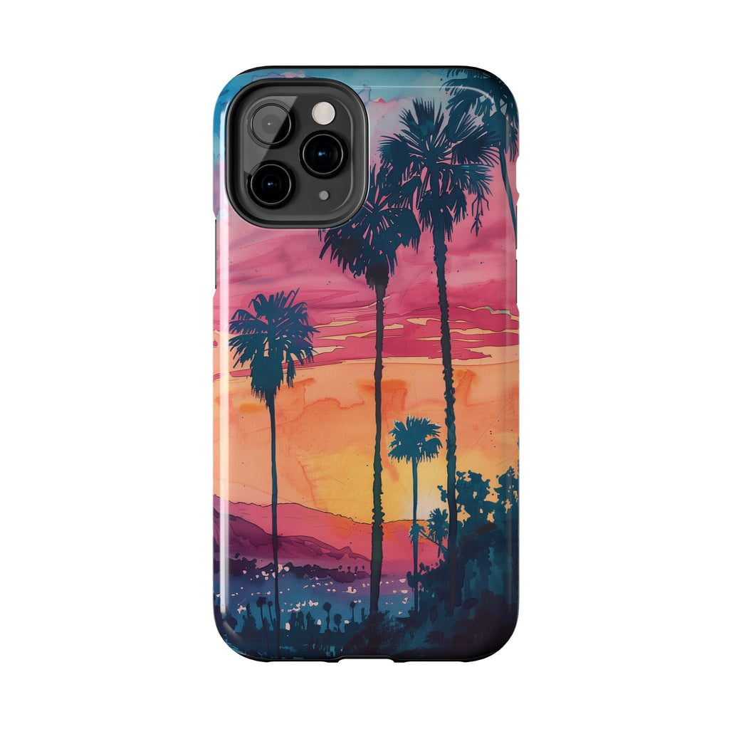 Los Angeles Sunset iPhone Case, Golden Hour Scenic View, Hollywood Hills Sunset Phone Case, Palm Trees Phone Case, iphone 15 pro max case