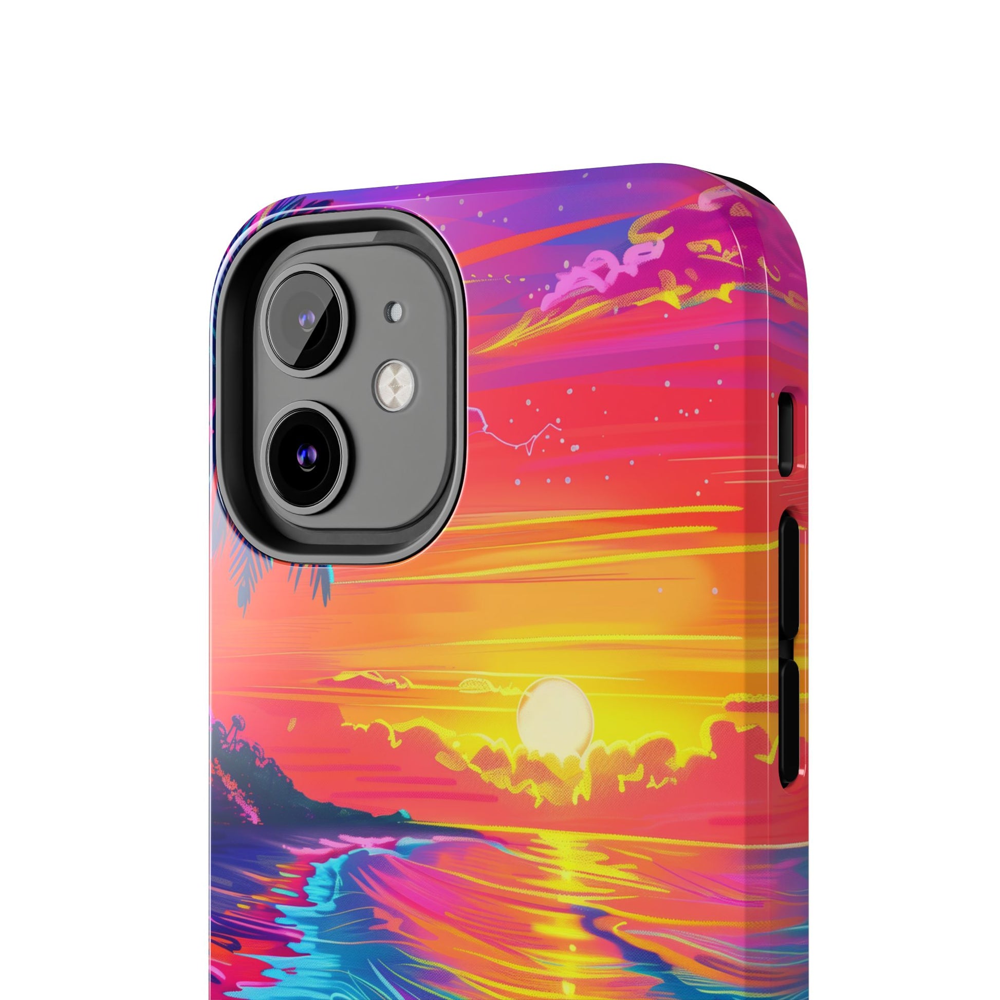 Tough Beach Sunrise Phone Case - Durable Case Lisa Frank Inspired Beach Art - Vibrant Beach Design - Colorful Phone Case for Beach Lovers