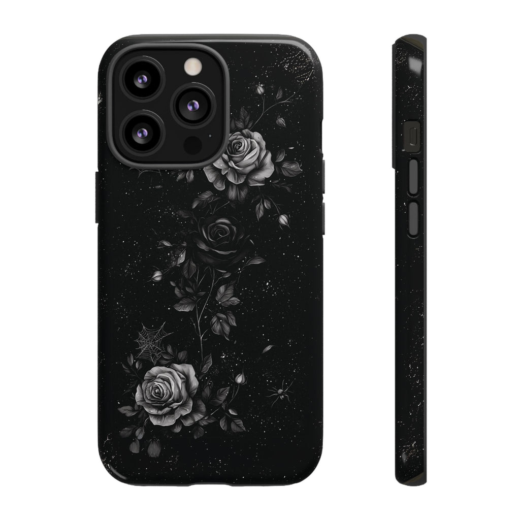Gothic Floral Phone Case Dark Academia Black Roses Spider Webs Space Witchcraft Night Sky iPhone 13 14 15 16 Pro Max Galaxy Pixel