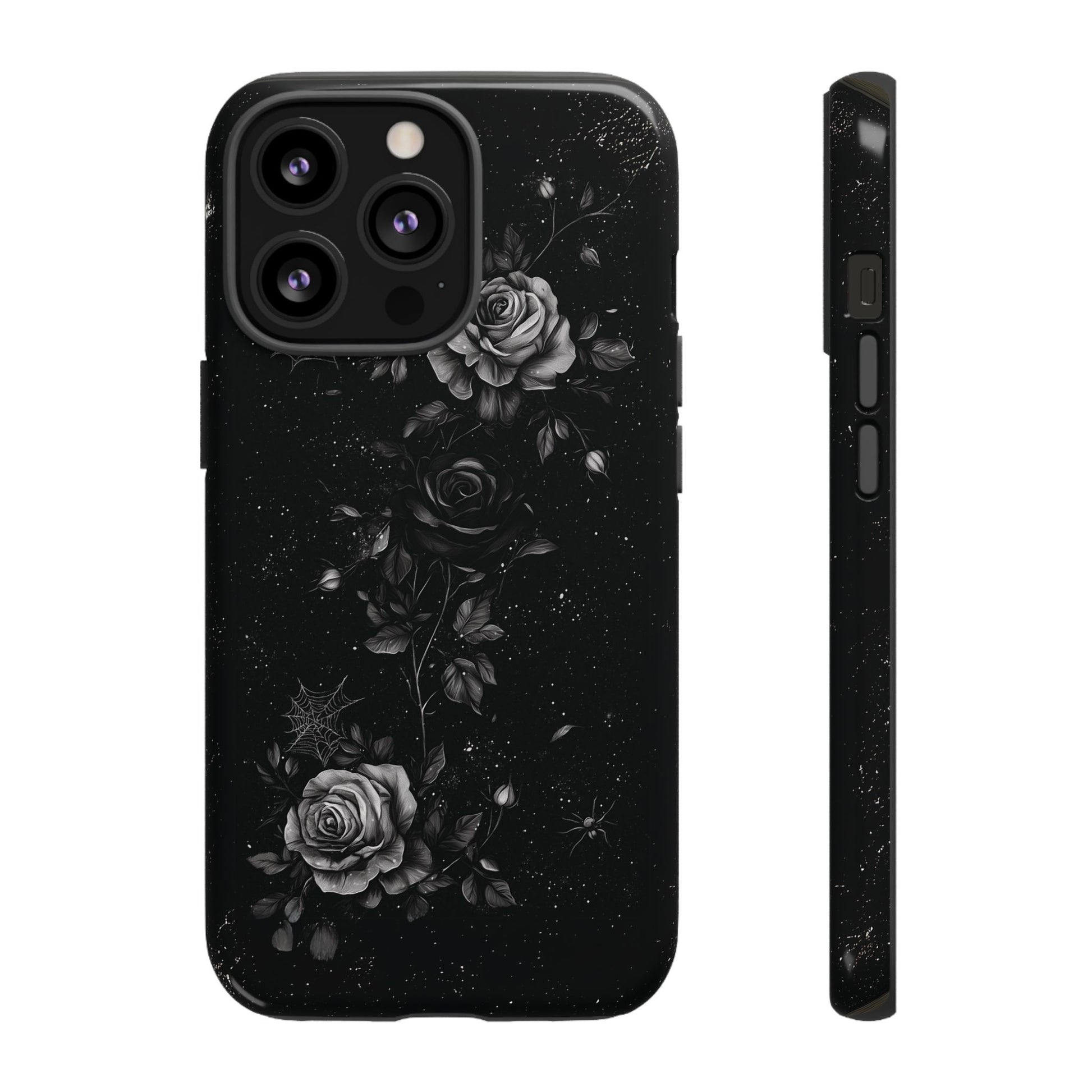 Gothic Floral Phone Case Dark Academia Black Roses Spider Webs Space Witchcraft Night Sky iPhone 13 14 15 16 Pro Max Galaxy Pixel
