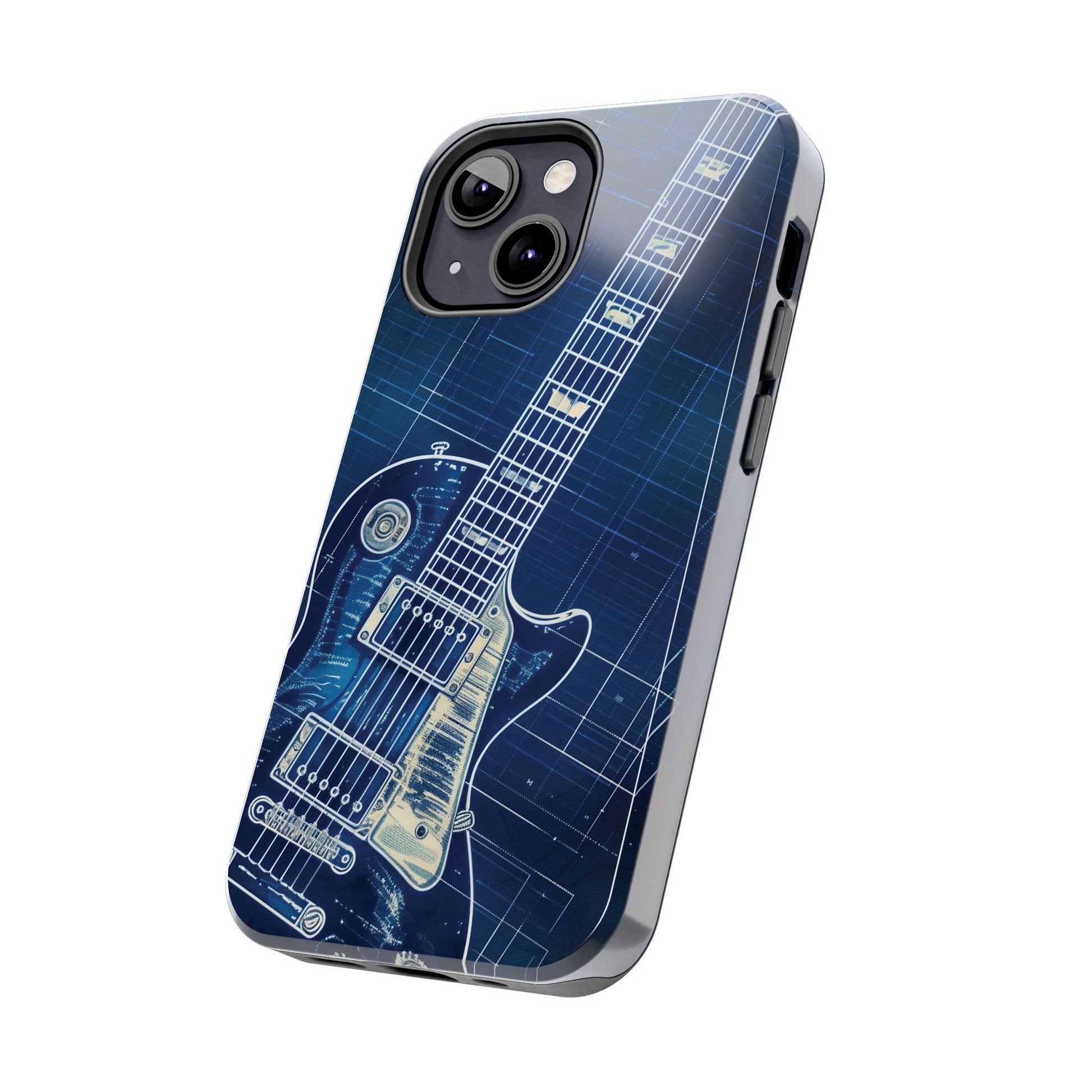 Guitar Phone Case, Guitar Blueprint iPhone Cover, Vintage Guitar Design, Custom iPhone Covers, Rock Music Phone Accessories, Musician Gift