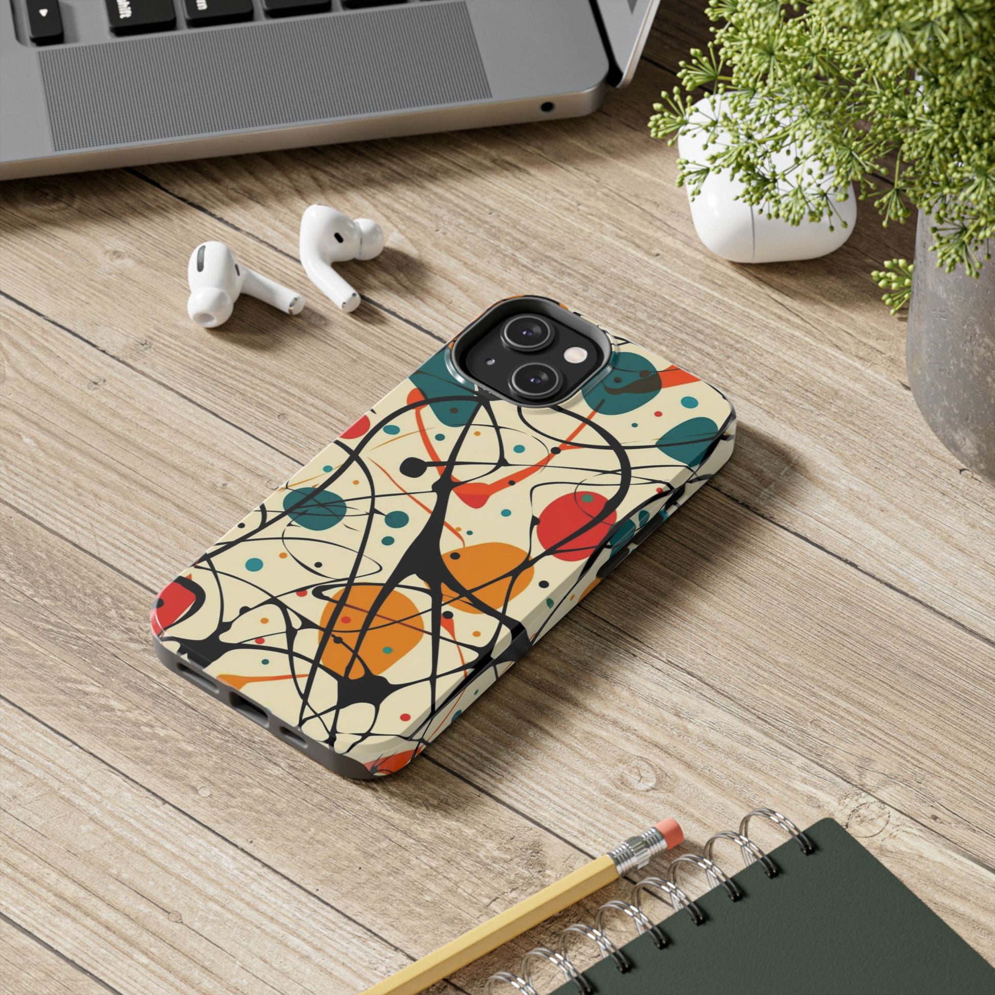 Mid Mod Phone Case,  Colorful Mid Mod Design Durable Phone Case, Vibrant and Stylish iPhone Tough Cover, iphone 15 case, iphone 14 pro max