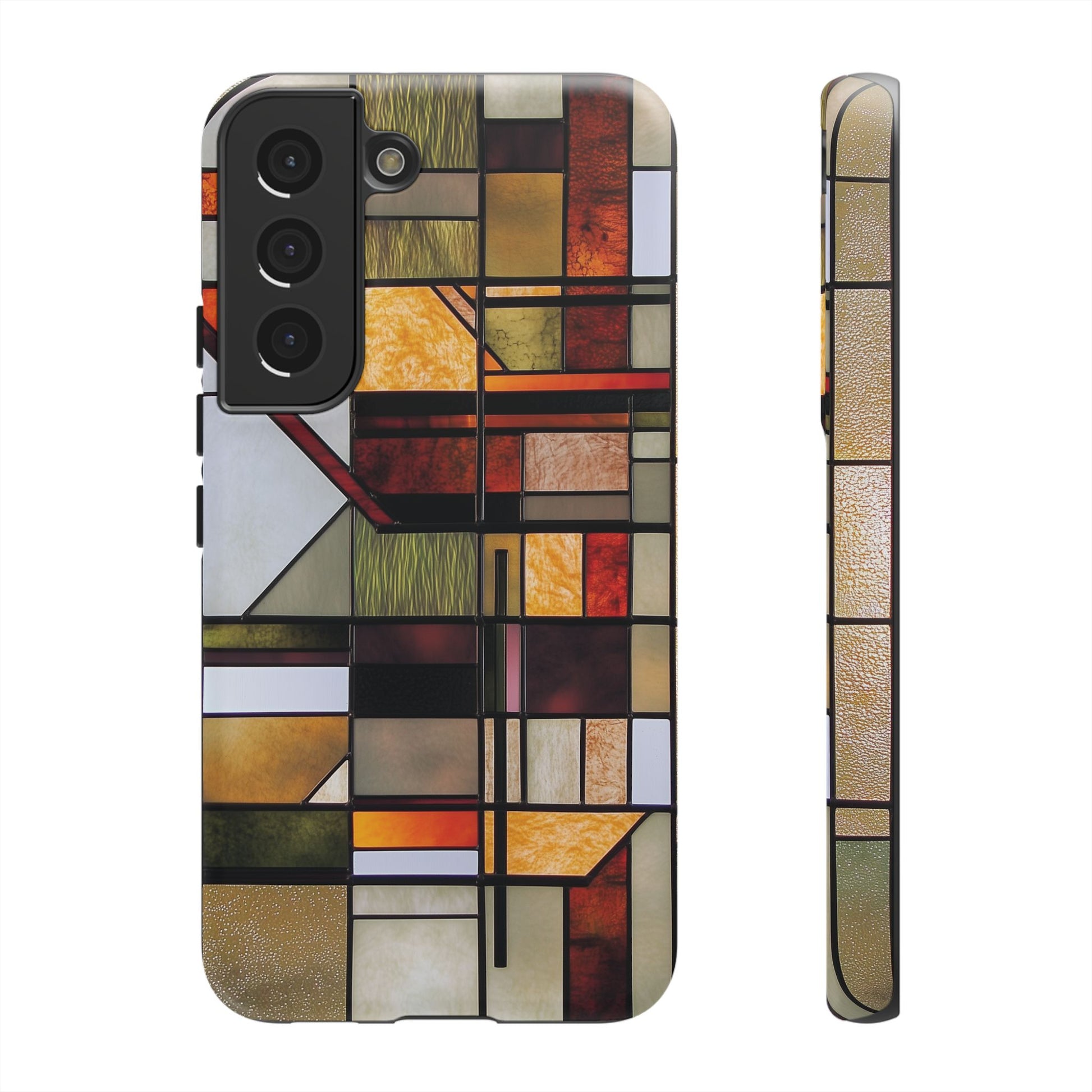 Stained Glass Phone Case Art Deco Frank Lloyd Wright Cottage Core Usonian Prairie Style Geometric Stylish  iPhone 14 15 16 Pro