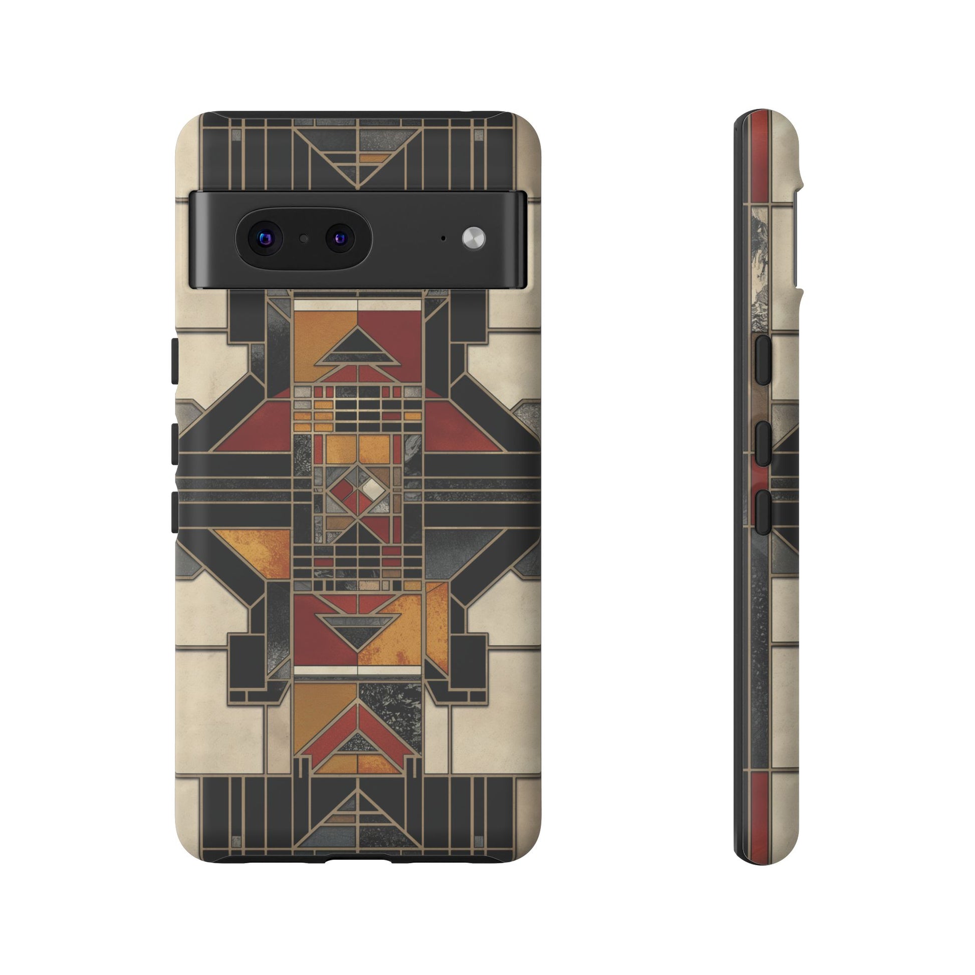 Stained Glass Art Deco Southwest Prairie Style Frank Lloyd Phone Case Geometric Marble Gold 13 14 15 16 iPhone Pro Max Galaxy Pixel
