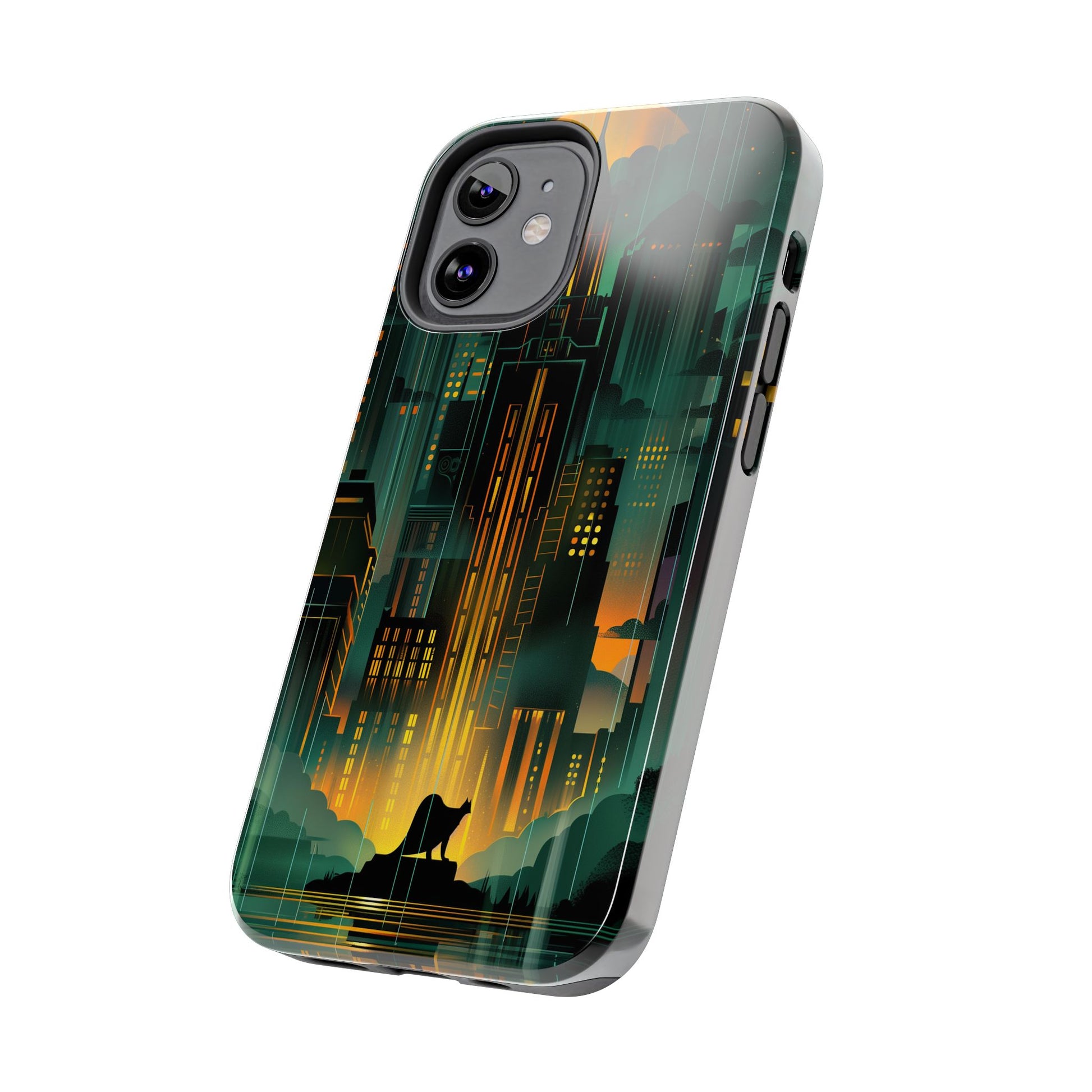 Nighttime Batman Phone Case - Gotham Art Deco Style - Noir Inspired Phone Cover - Dark Knight Accessory