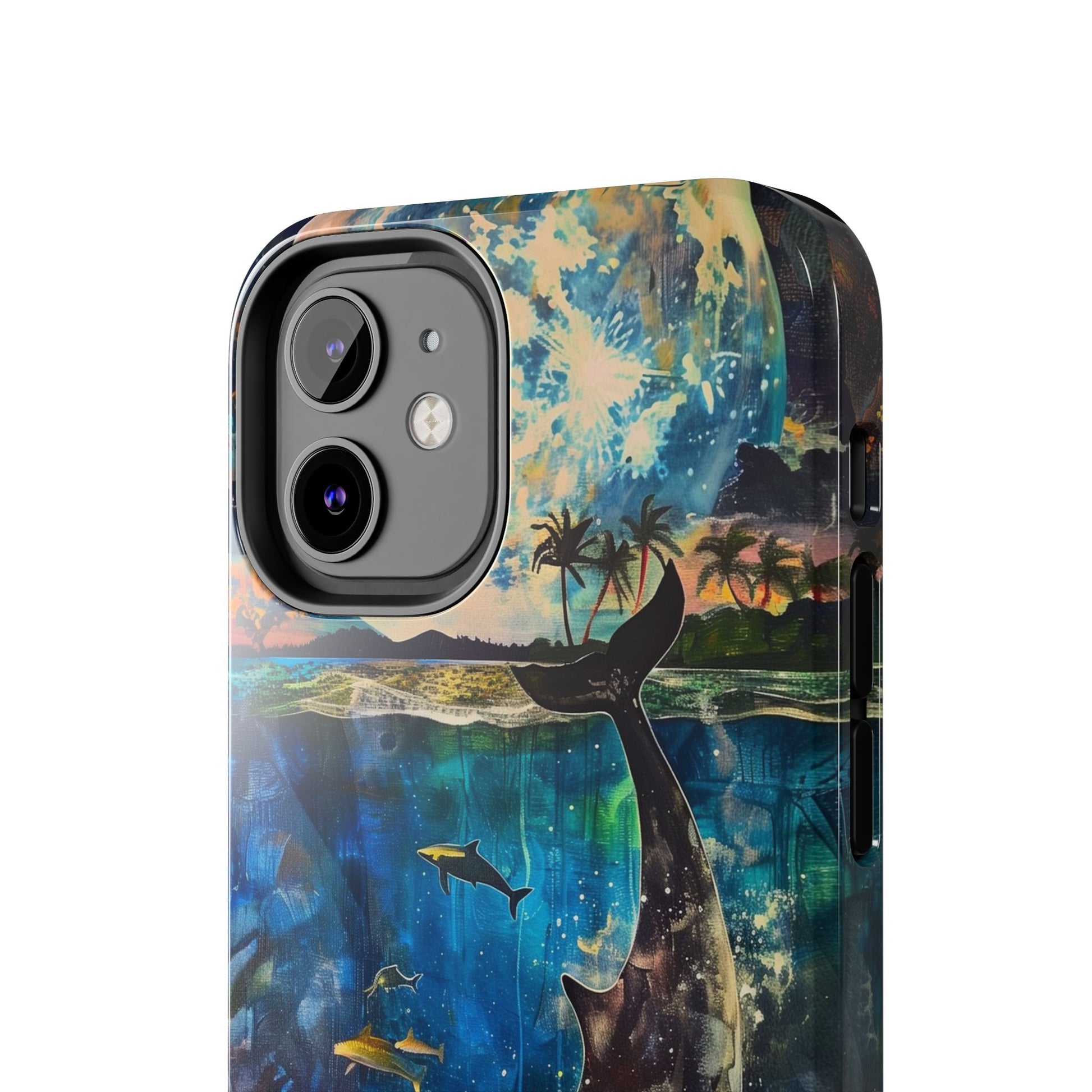 Abstract Moonlit Whale Underwater Phone Case - Durable and Stunning Protective Cover