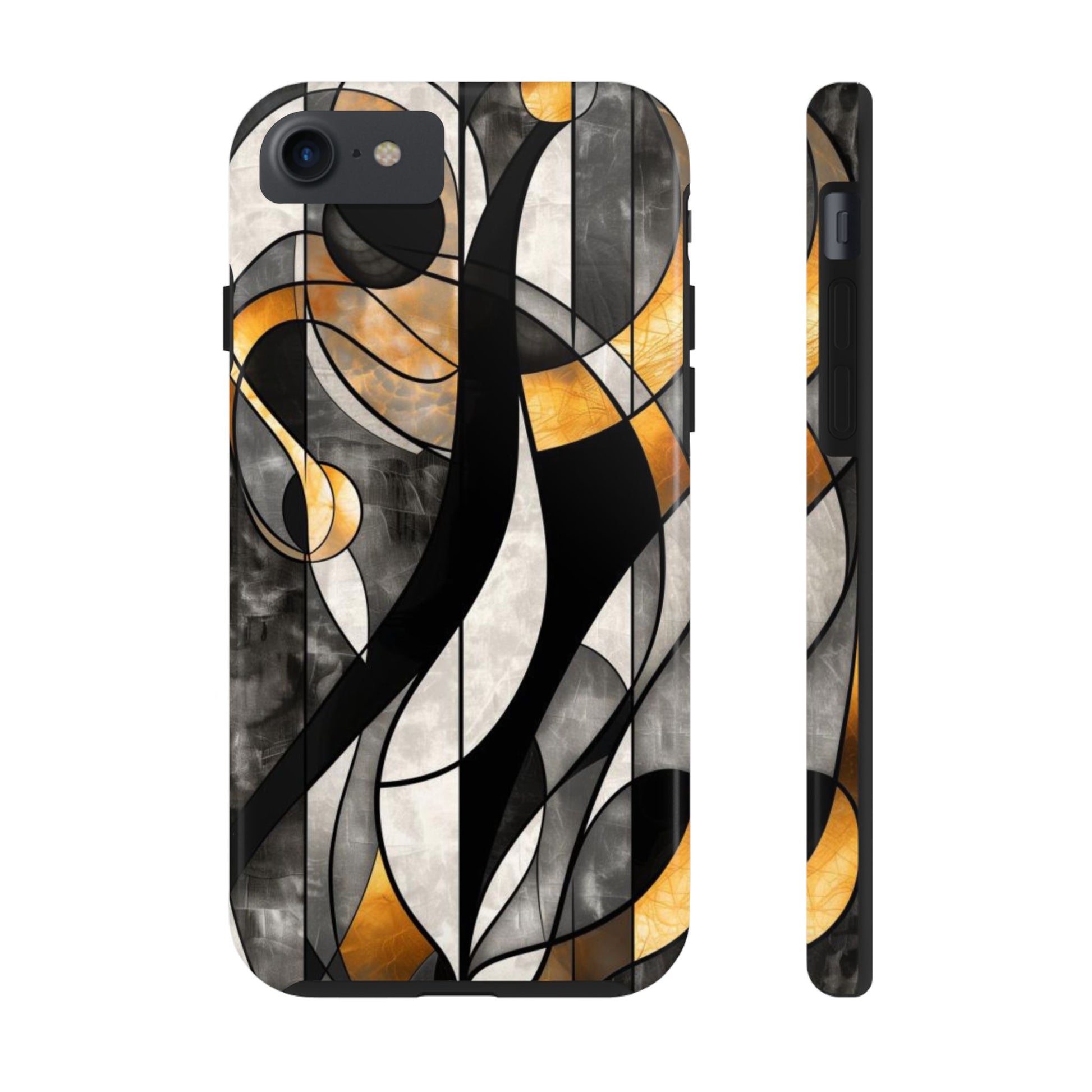 Noir Art Deco Stained Glass Style Phone Case - Unique and Stylish Design - Tough Dual Layer iPhone Case