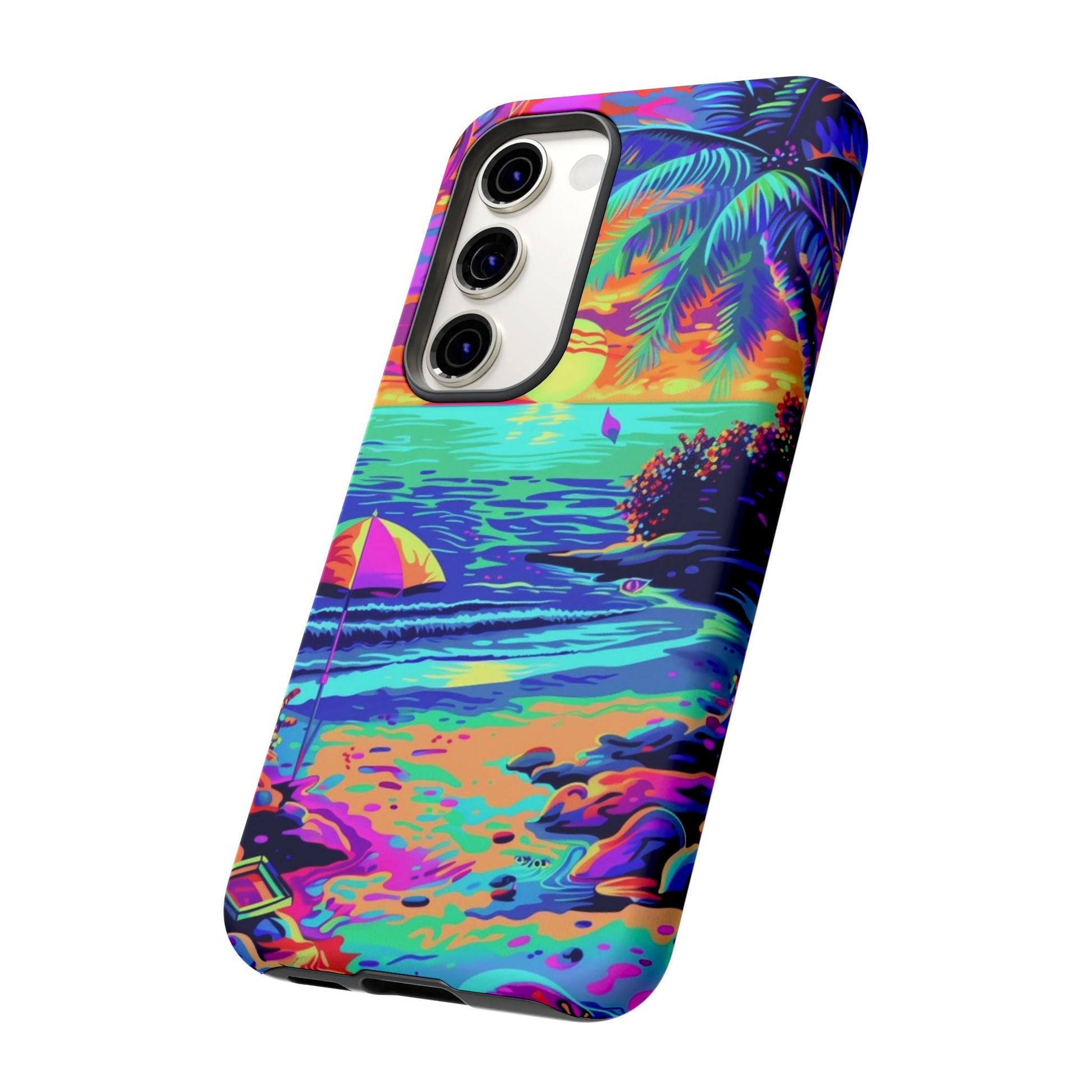 Beach Bliss: Durable Android Phone Case with Lisa Frank Style