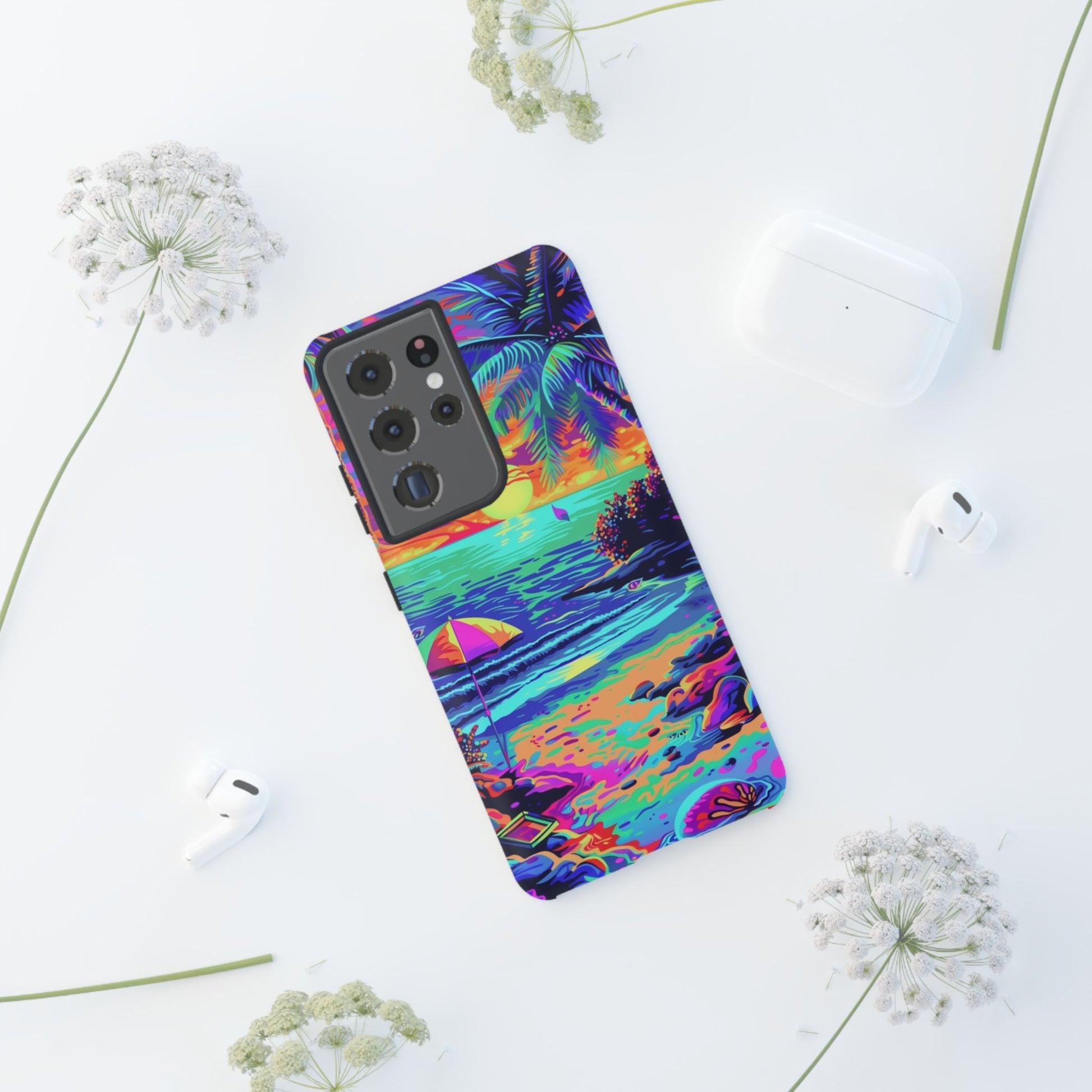 Beach Bliss: Durable Android Phone Case with Lisa Frank Style