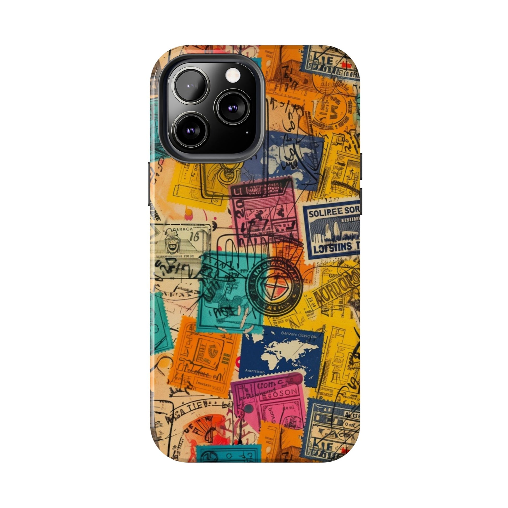Travel Stamps Tough Case - Durable iPhone case Vintage Travel Stamps Design - Adventure Inspired Case - Protective Global Destination Prints