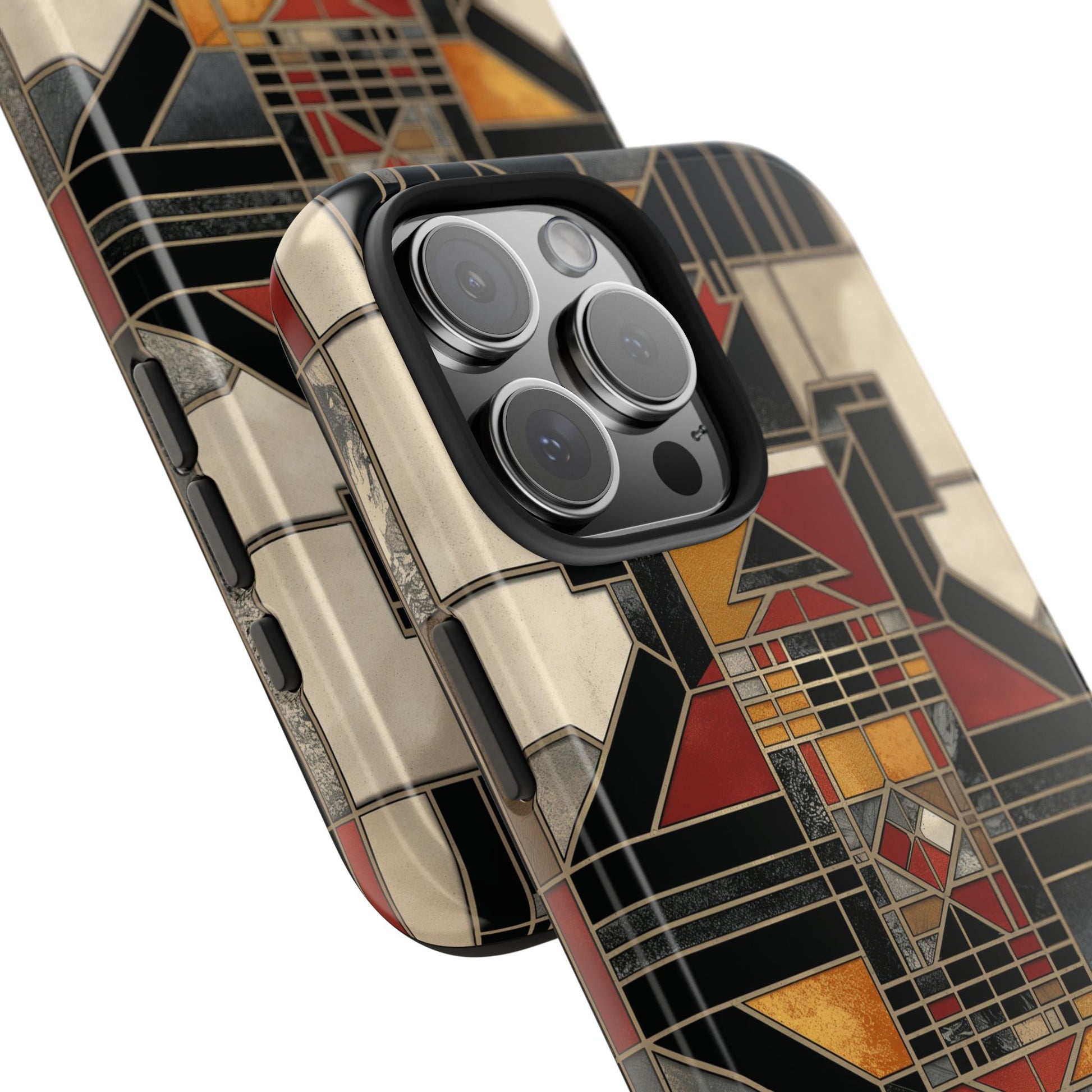 Frank Lloyd Wright Inspired Stained Glass Phone Case - Geometric Elegance for iPhone Models