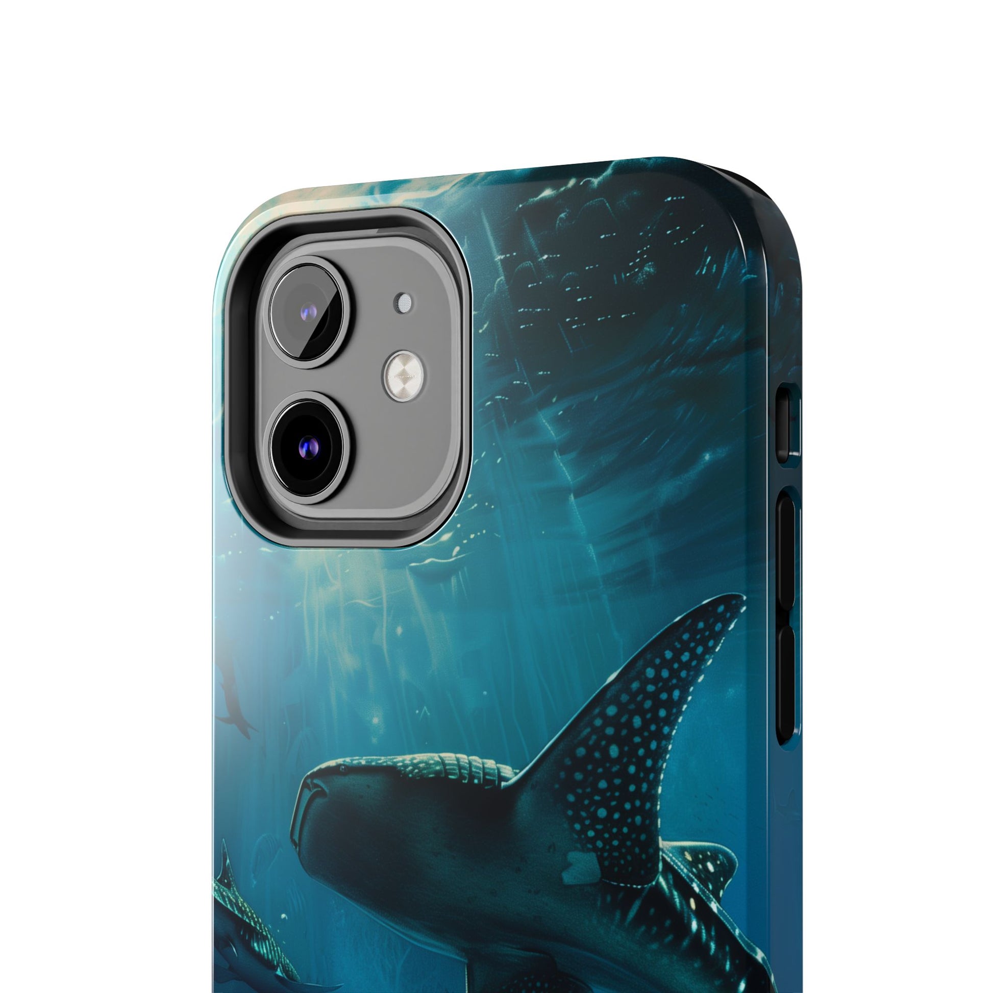 Tranquil Trio: Three Whale Sharks Tough Phone Case