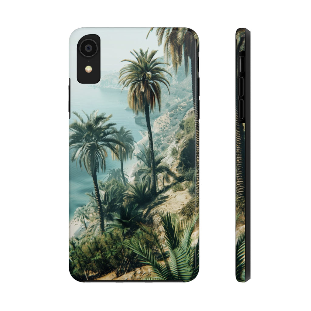 Coastal Breeze: Durable iPhone Case with Ocean View and Palm Trees