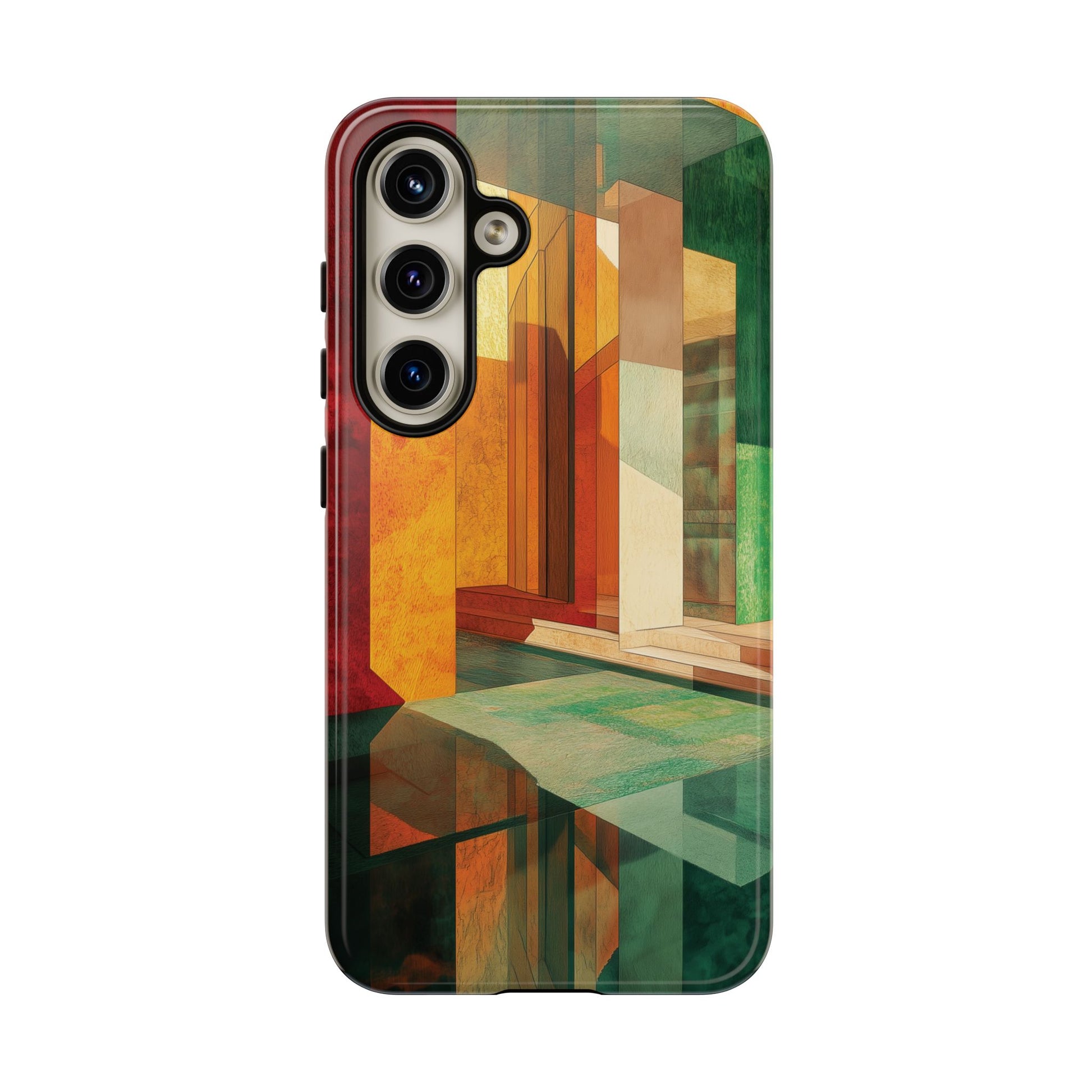 Art Deco Frank Lloyd Wright Inspired Usonian Phone Case Geometric Stained Glass Art Deco Marble Gold 13 14 15 16 iPhone Pro Max Galaxy Pixel