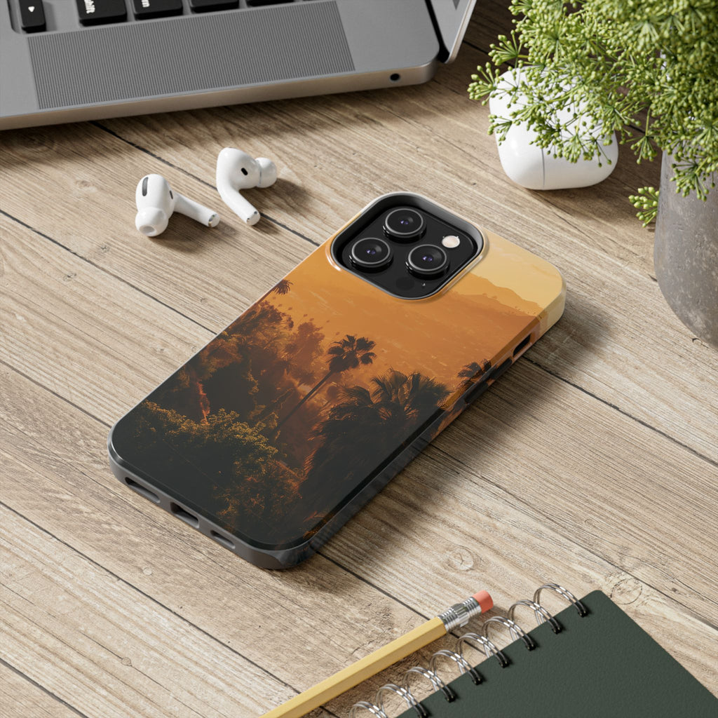 Los Angeles Sunset iPhone Case, Golden Hour Scenic View, Hollywood Hills Sunset Phone Case, Palm Trees Phone Case, iphone 15 pro max case