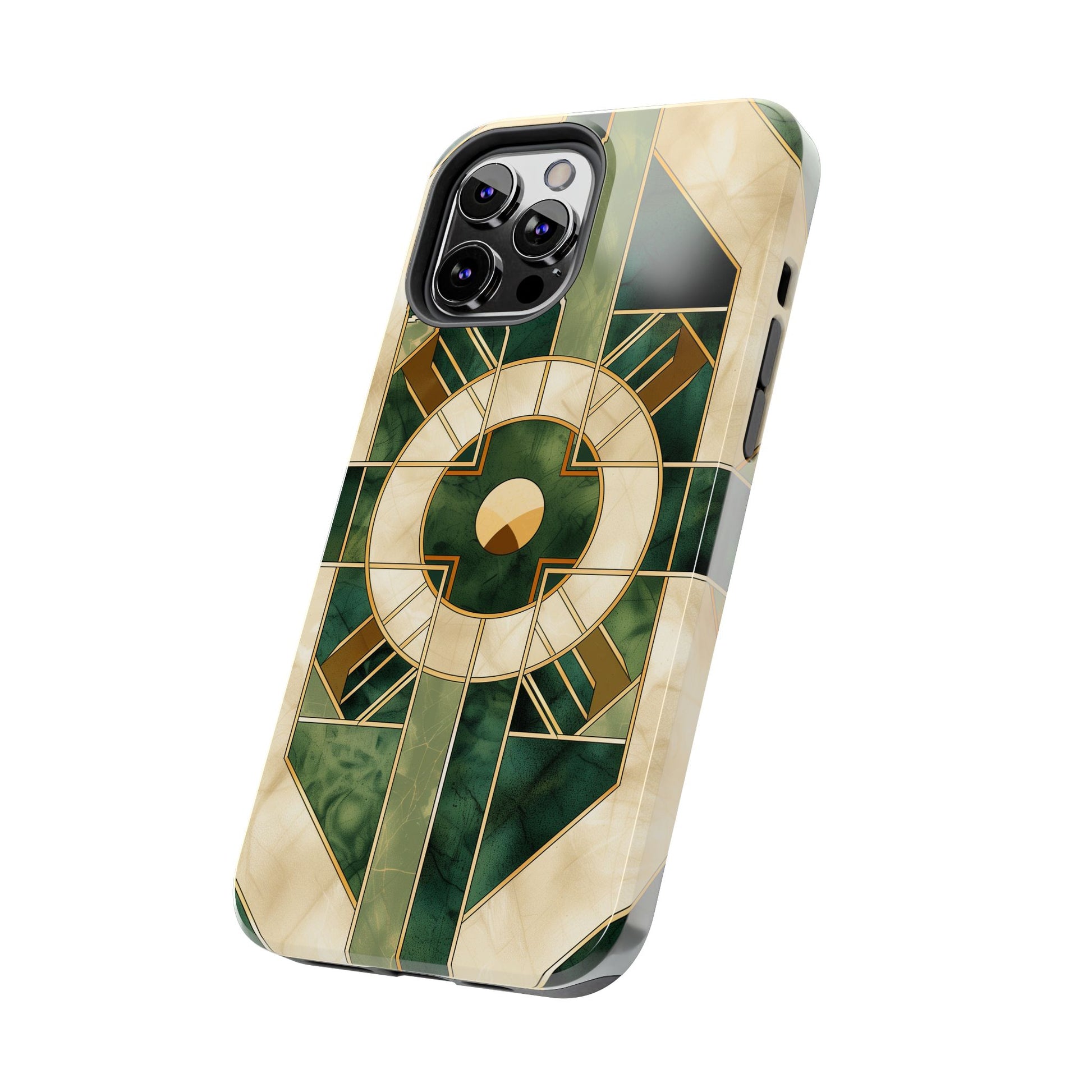 Green Frank Lloyd Wright Inspired Phone Case - Geometric Elegance for iPhone Models