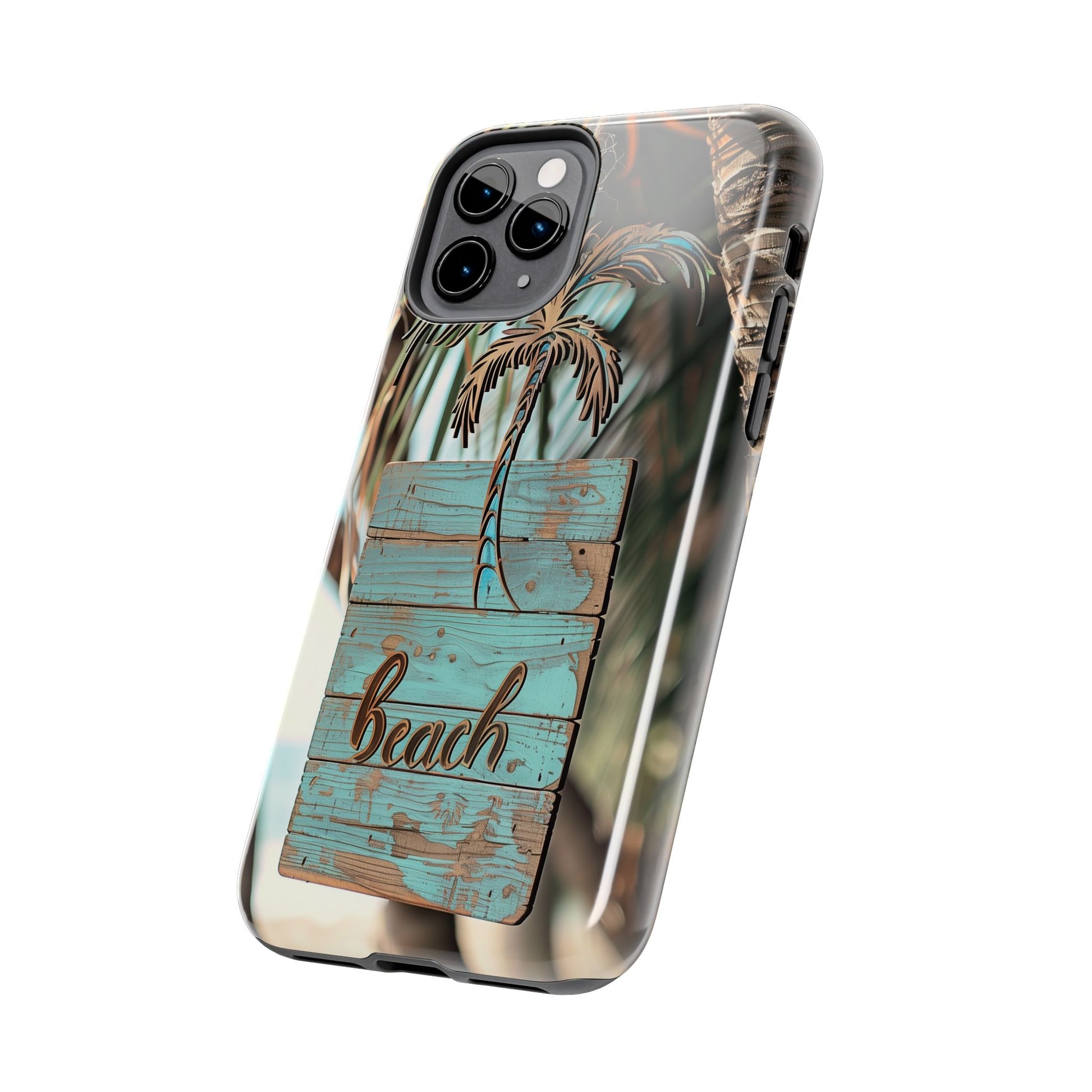 Durable Phone Case with Palm Tree Charm