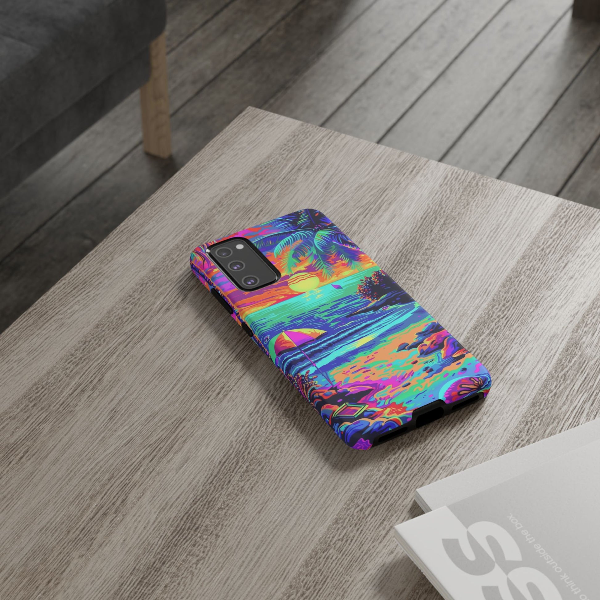 Beach Bliss: Durable Android Phone Case with Lisa Frank Style