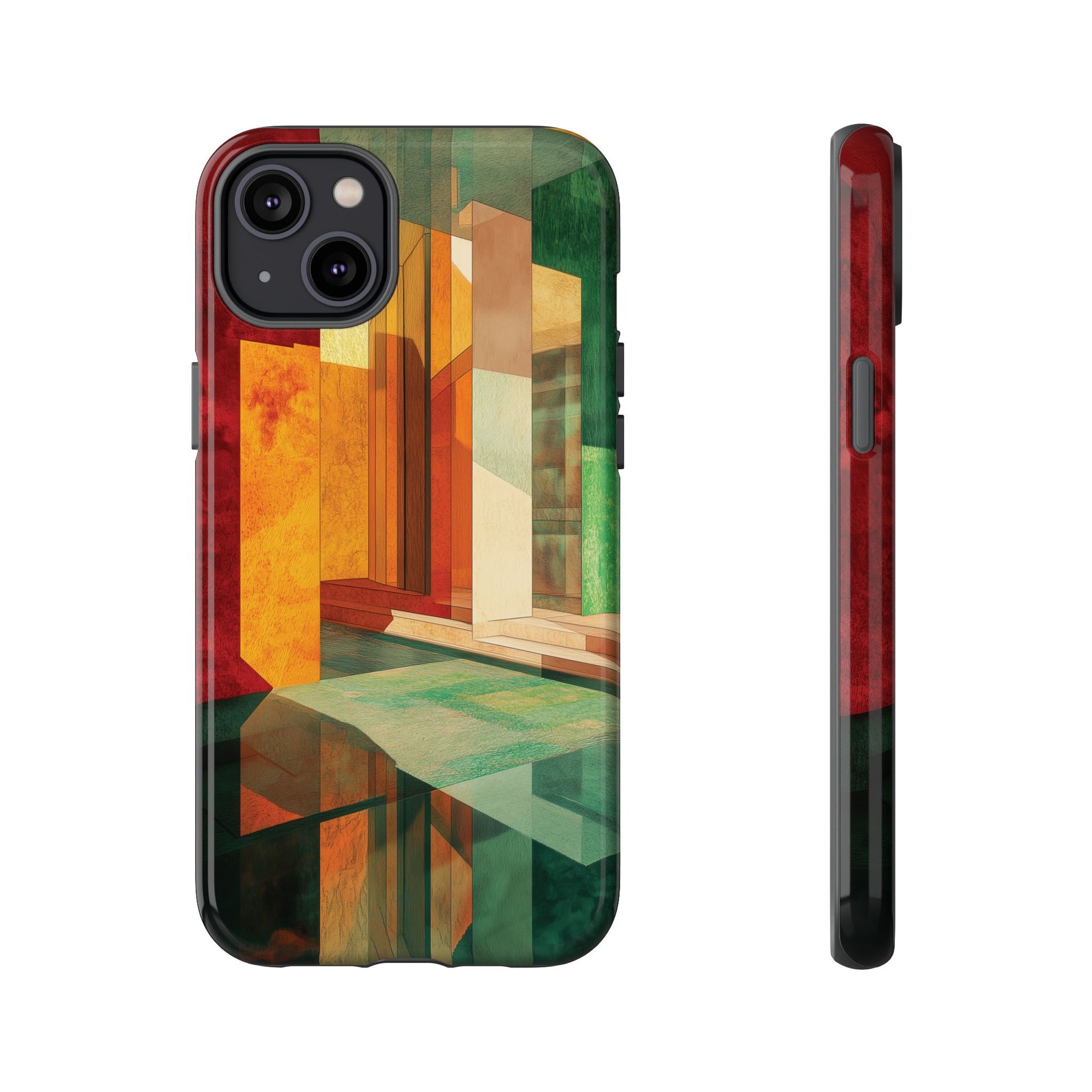 Art Deco Frank Lloyd Wright Inspired Usonian Phone Case Geometric Stained Glass Art Deco Marble Gold 13 14 15 16 iPhone Pro Max Galaxy Pixel